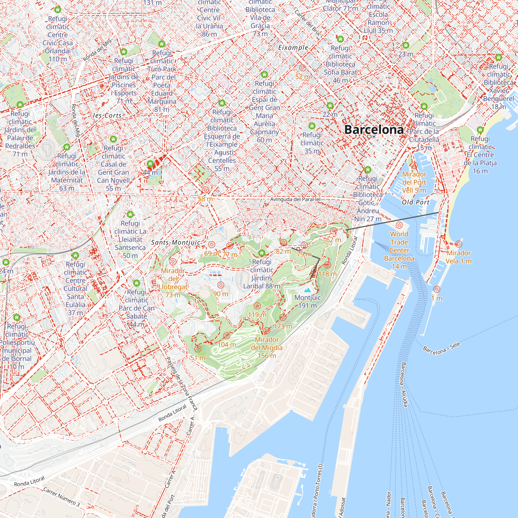 Refugi climàtic Jardí del Passeig Santa Madrona map