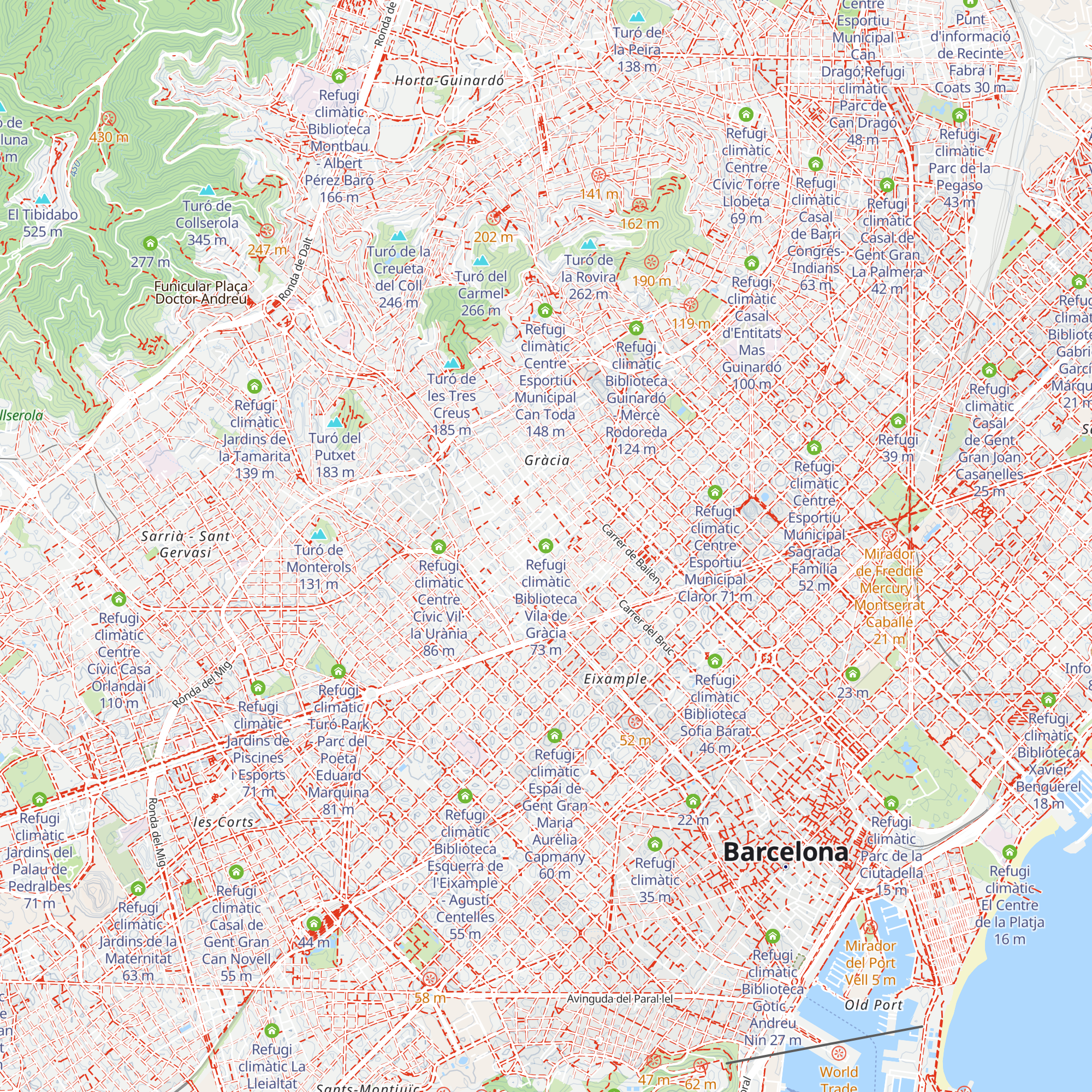 Refugi climàtic Biblioteca Vila de Gràcia map