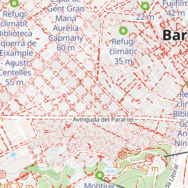 Map of Refugi climàtic Biblioteca Sant Antoni - Joan Oliver
