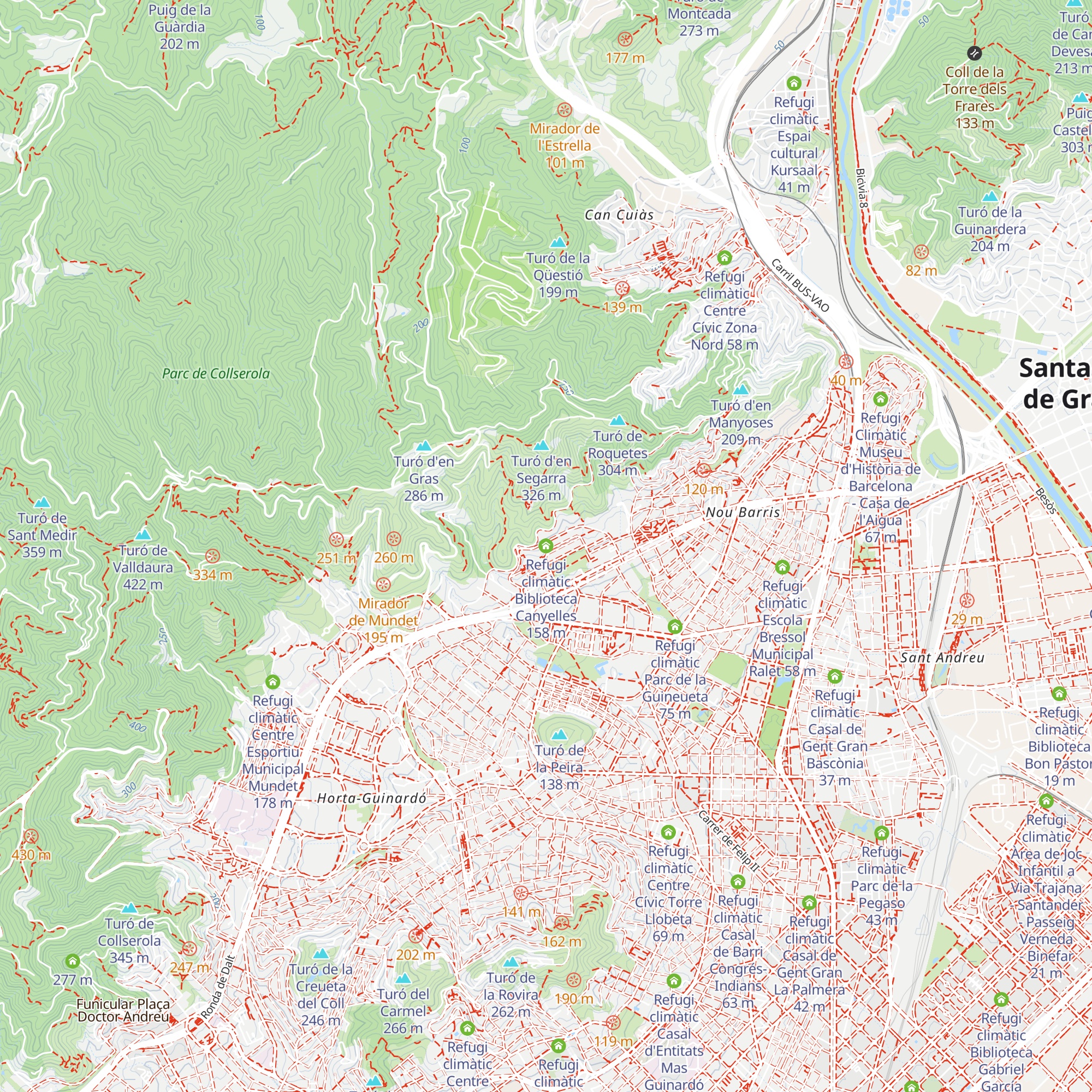 Refugi climàtic Biblioteca Canyelles map
