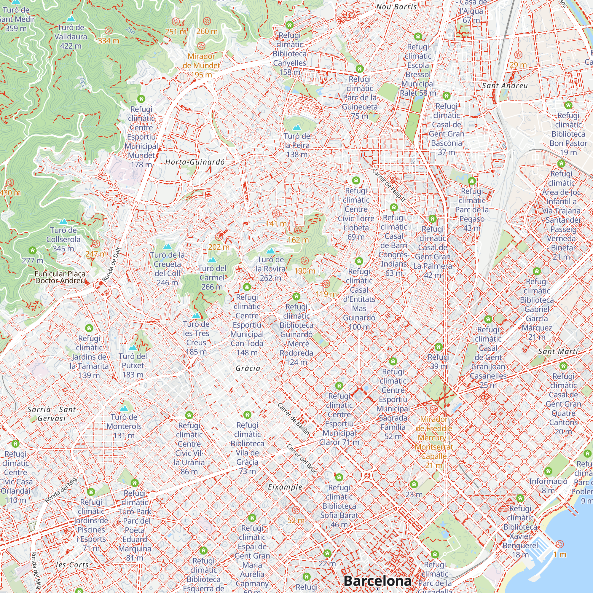 Refugi climàtic Biblioteca Guinardó - Mercè Rodoreda map