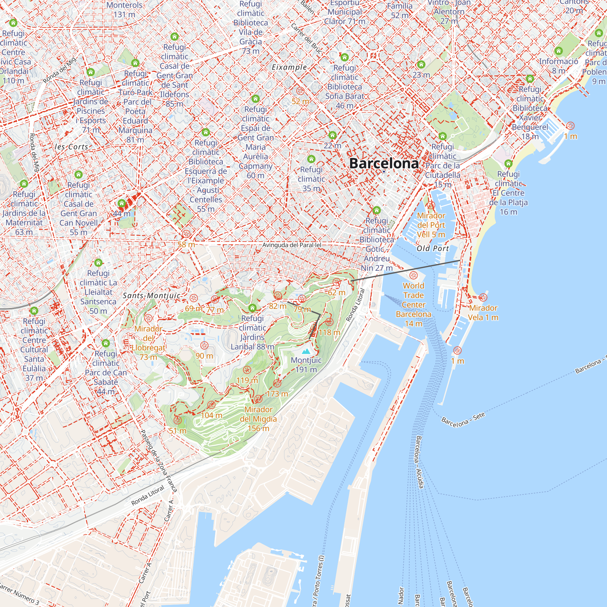 Refugi climàtic Jardins de Joan Brossa map