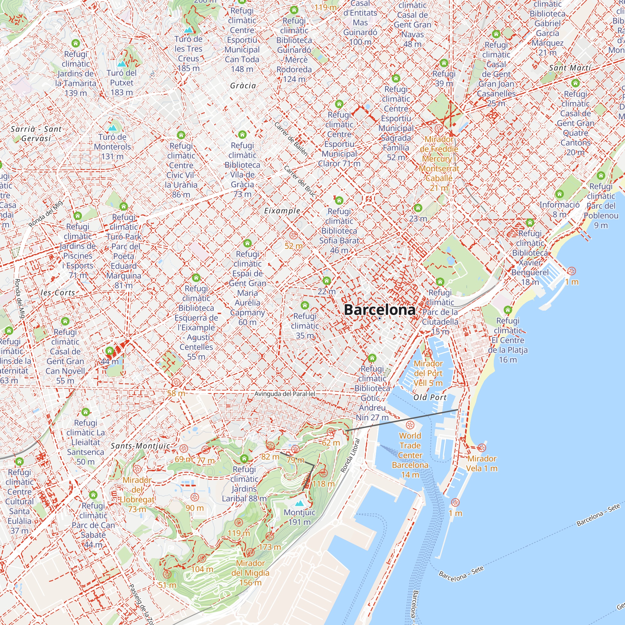 Refugi climàtic Museu d'Art Contemporani de Barcelona map