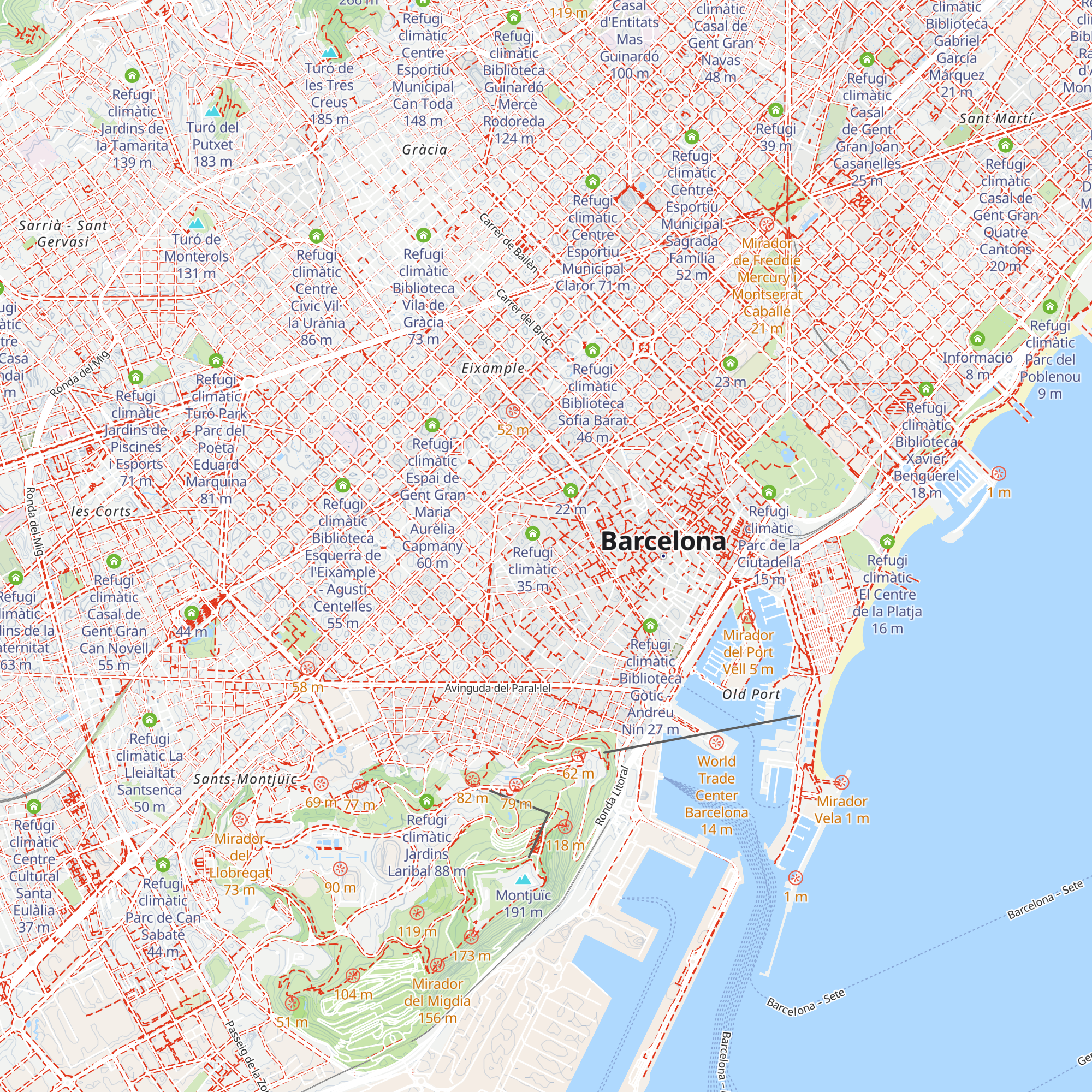 Refugi climàtic Museu d'Art Contemporani de Barcelona map