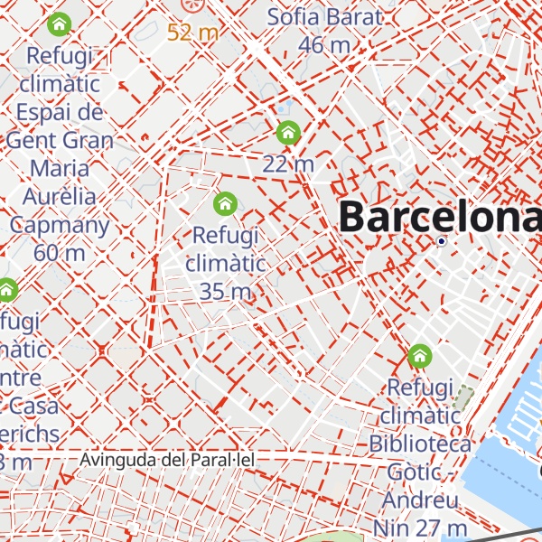 Map of Refugi climàtic Biblioteca Sant Pau - Santa Creu