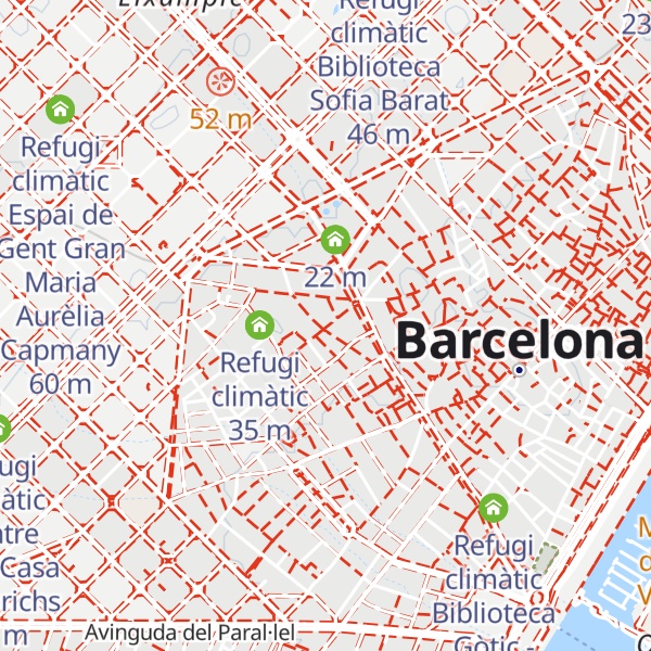 Map of Refugi climàtic Consell Municipal del Districte de Ciutat Vella