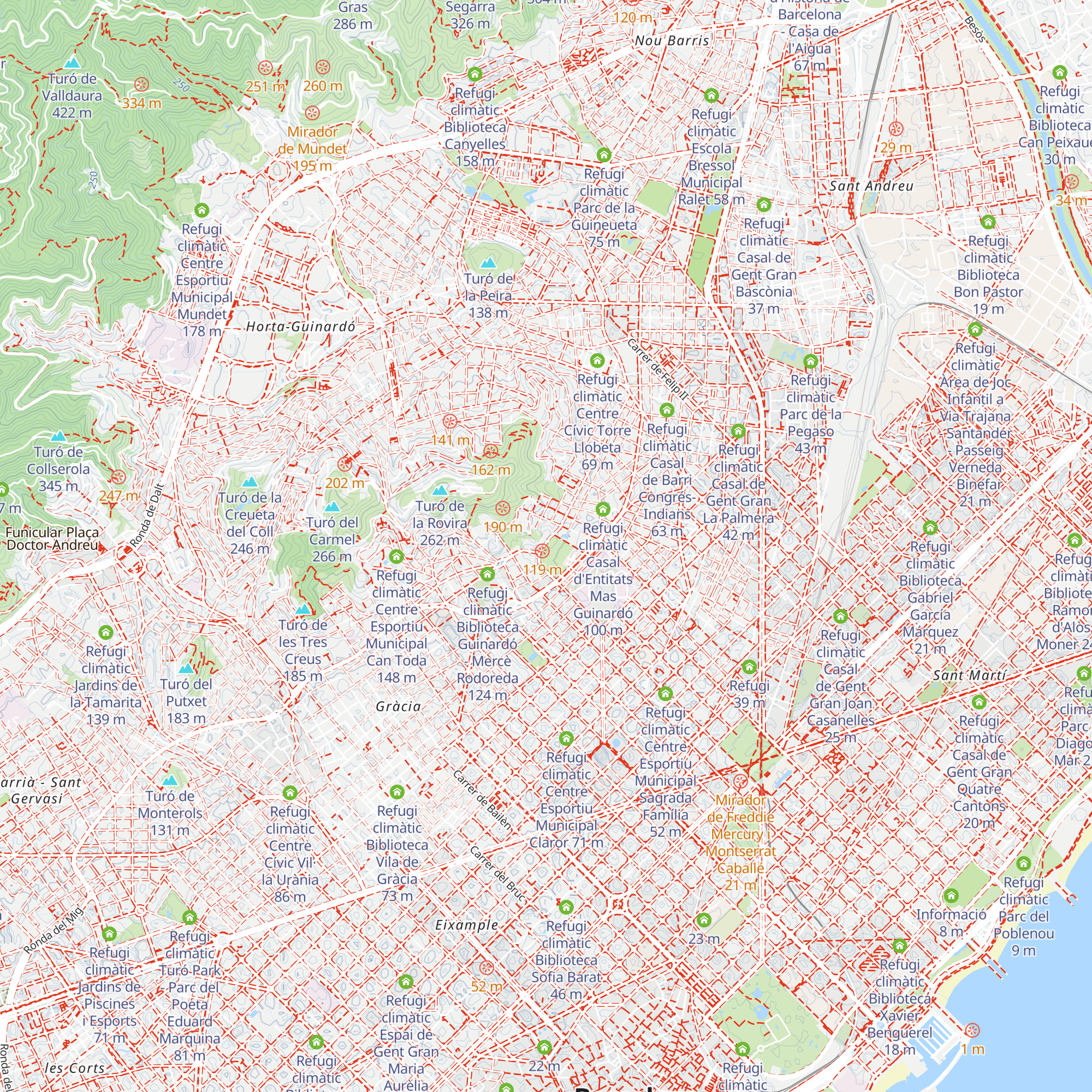 Refugi climàtic Jardins del Doctor Pla i Armengol map