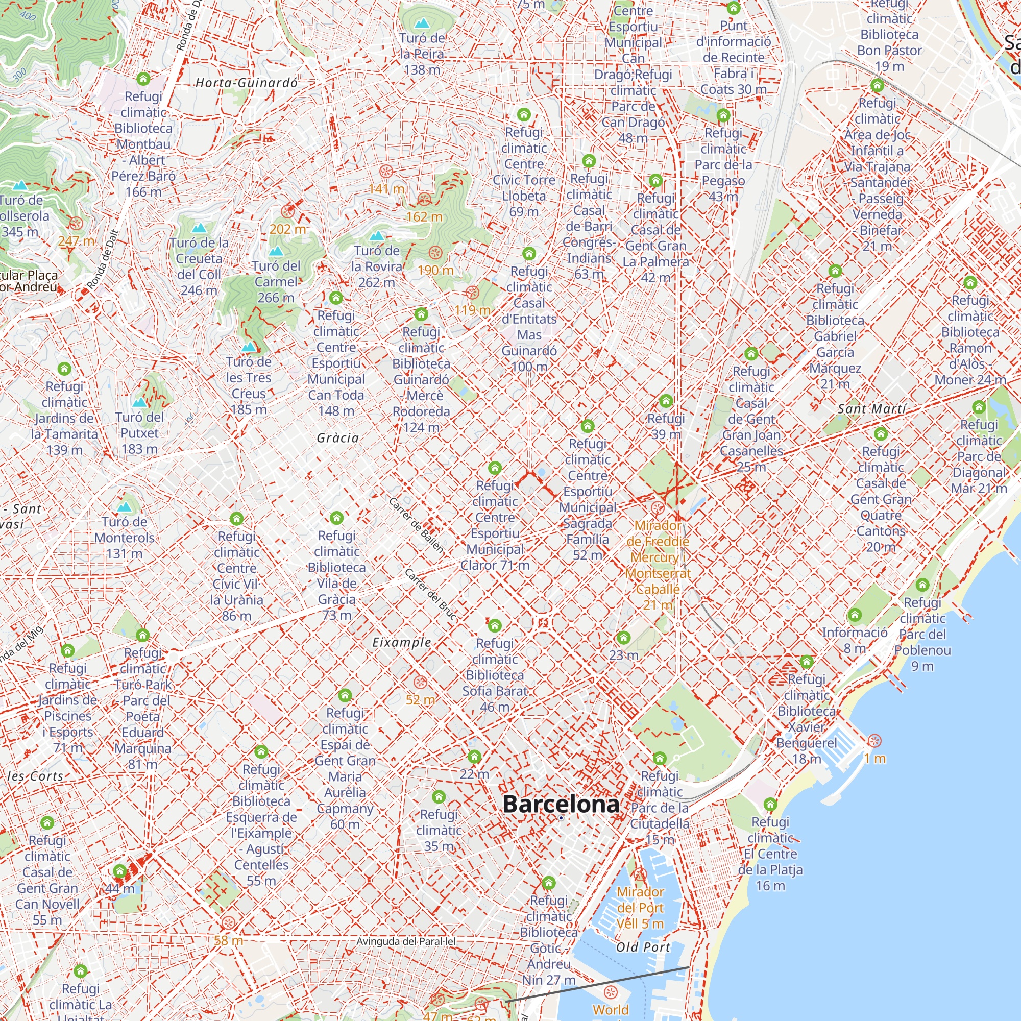 Refugi climàtic Jardins de la Plaça Sagrada Família map