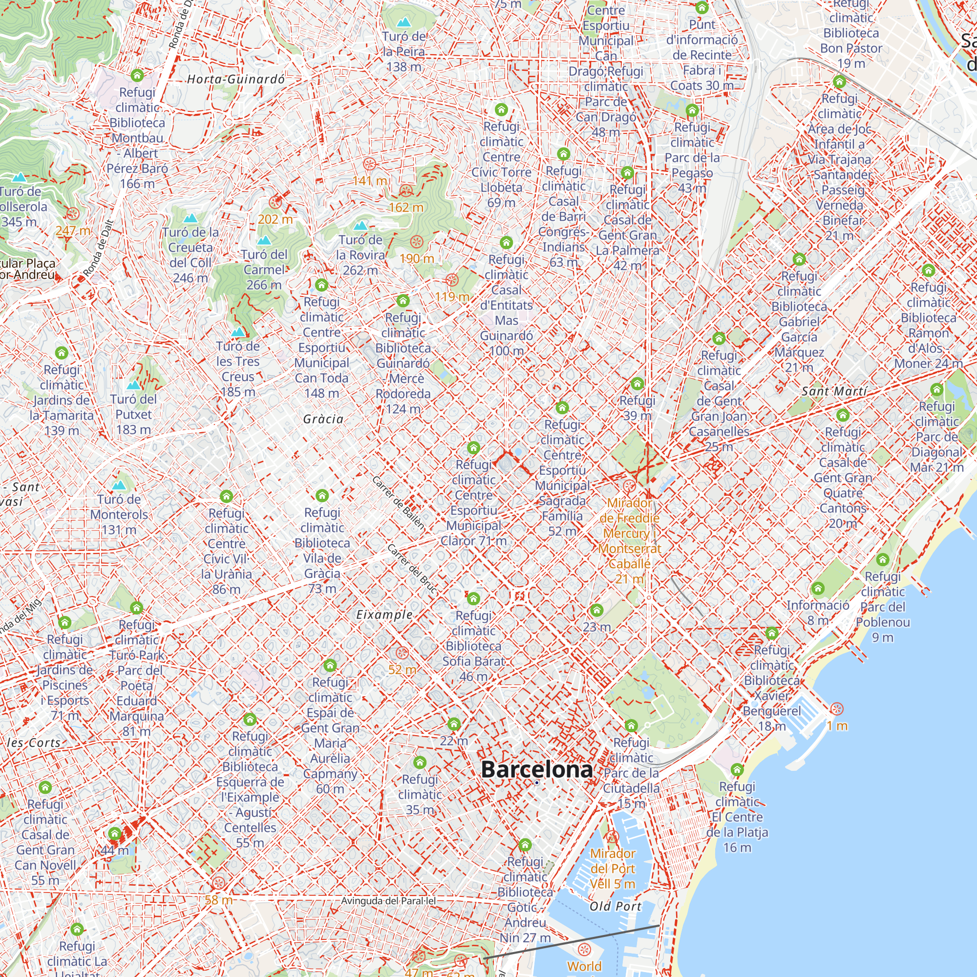 Refugi climàtic Jardins de la Plaça Sagrada Família map