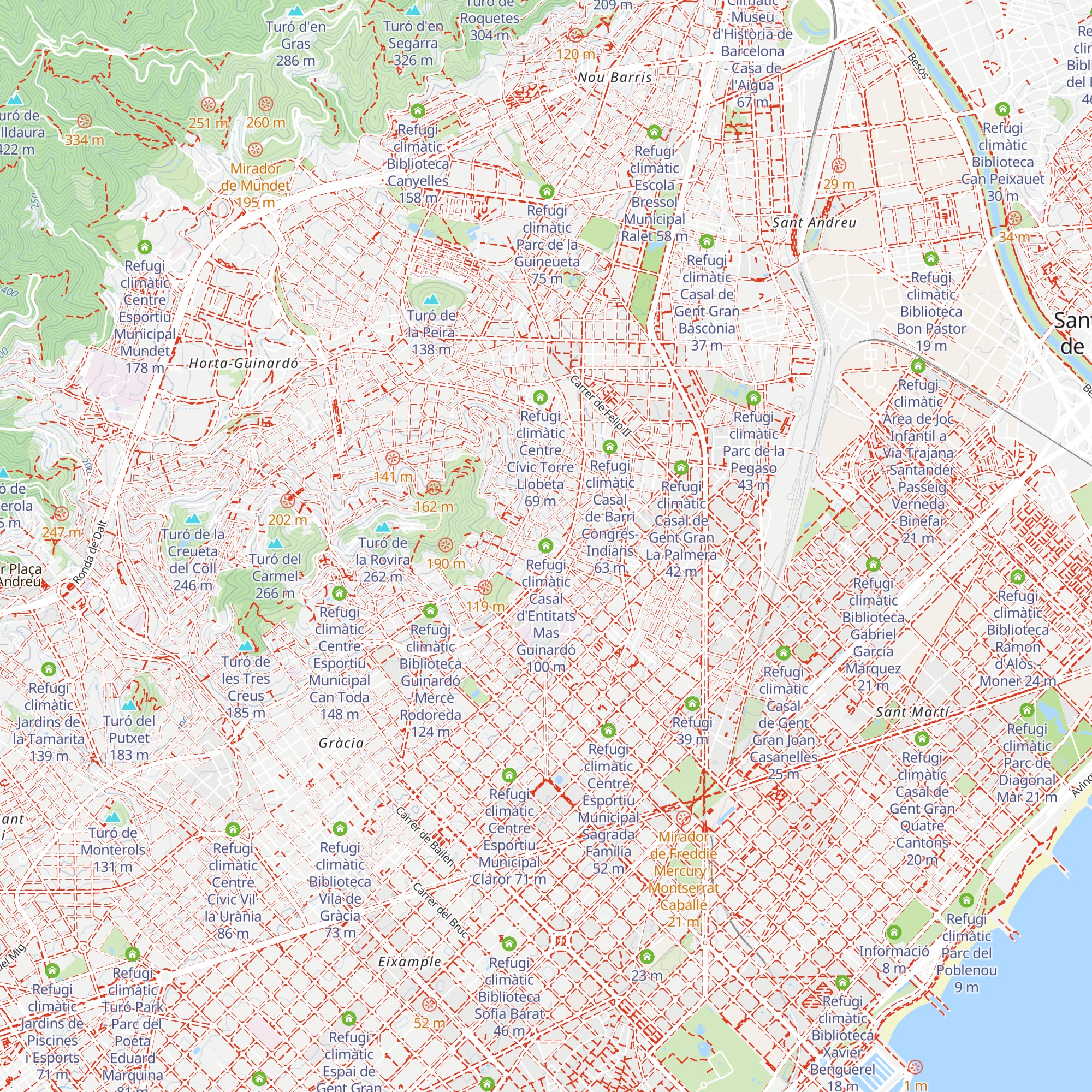 Refugi climàtic Casal d'Entitats Mas Guinardó map