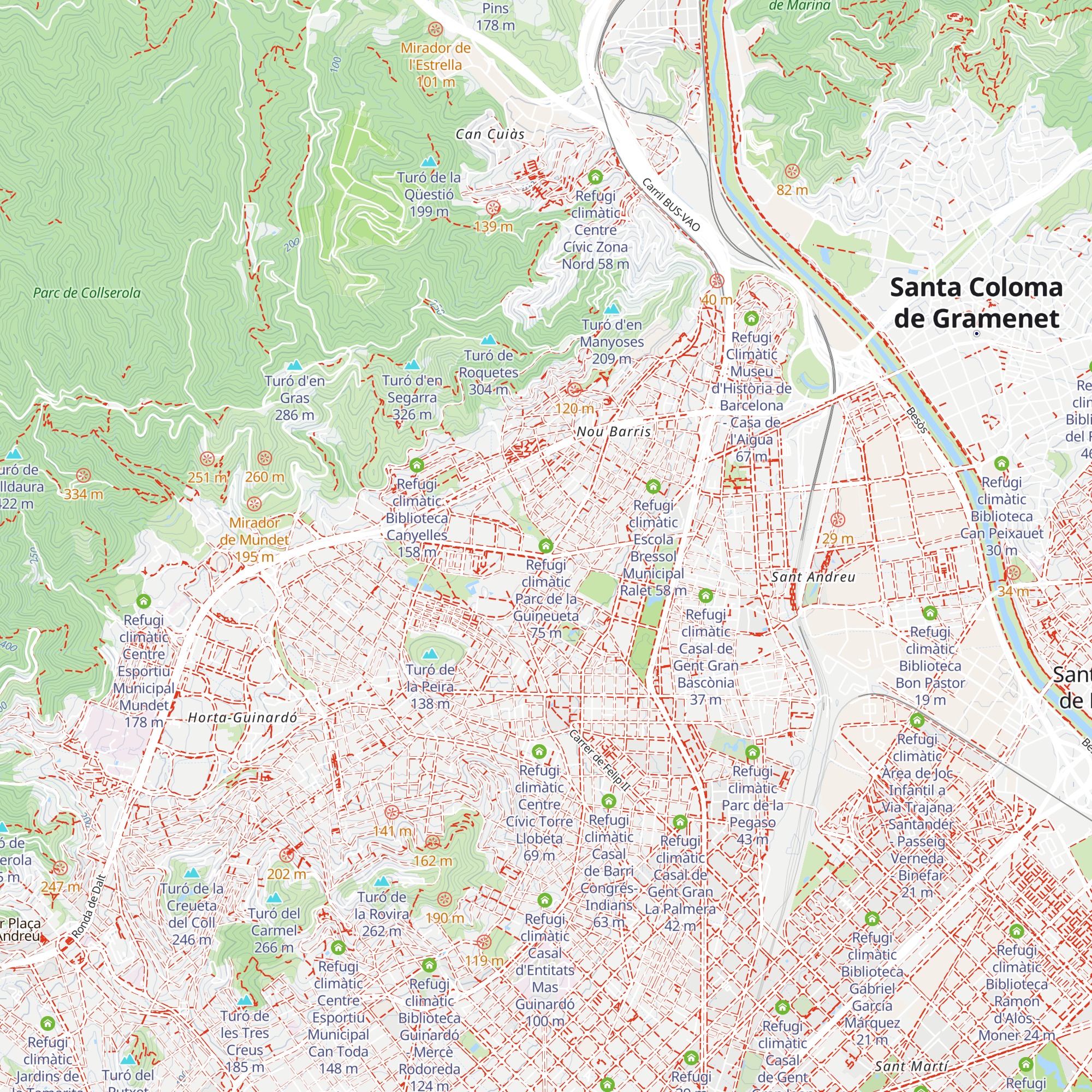 Refugi climàtic Parc de la Guineueta map