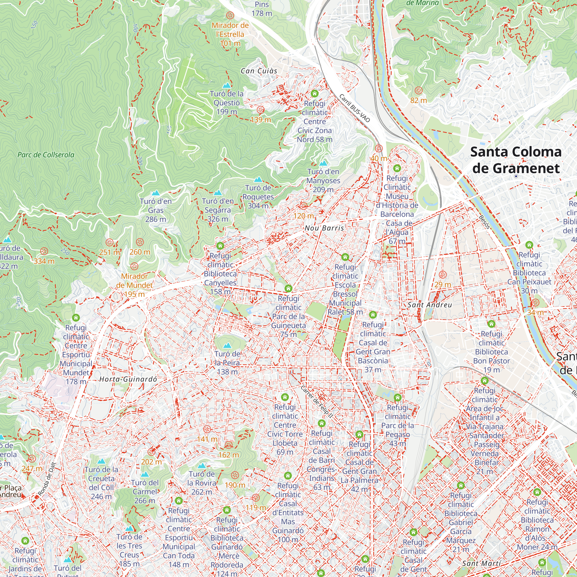 Refugi climàtic Parc de la Guineueta map