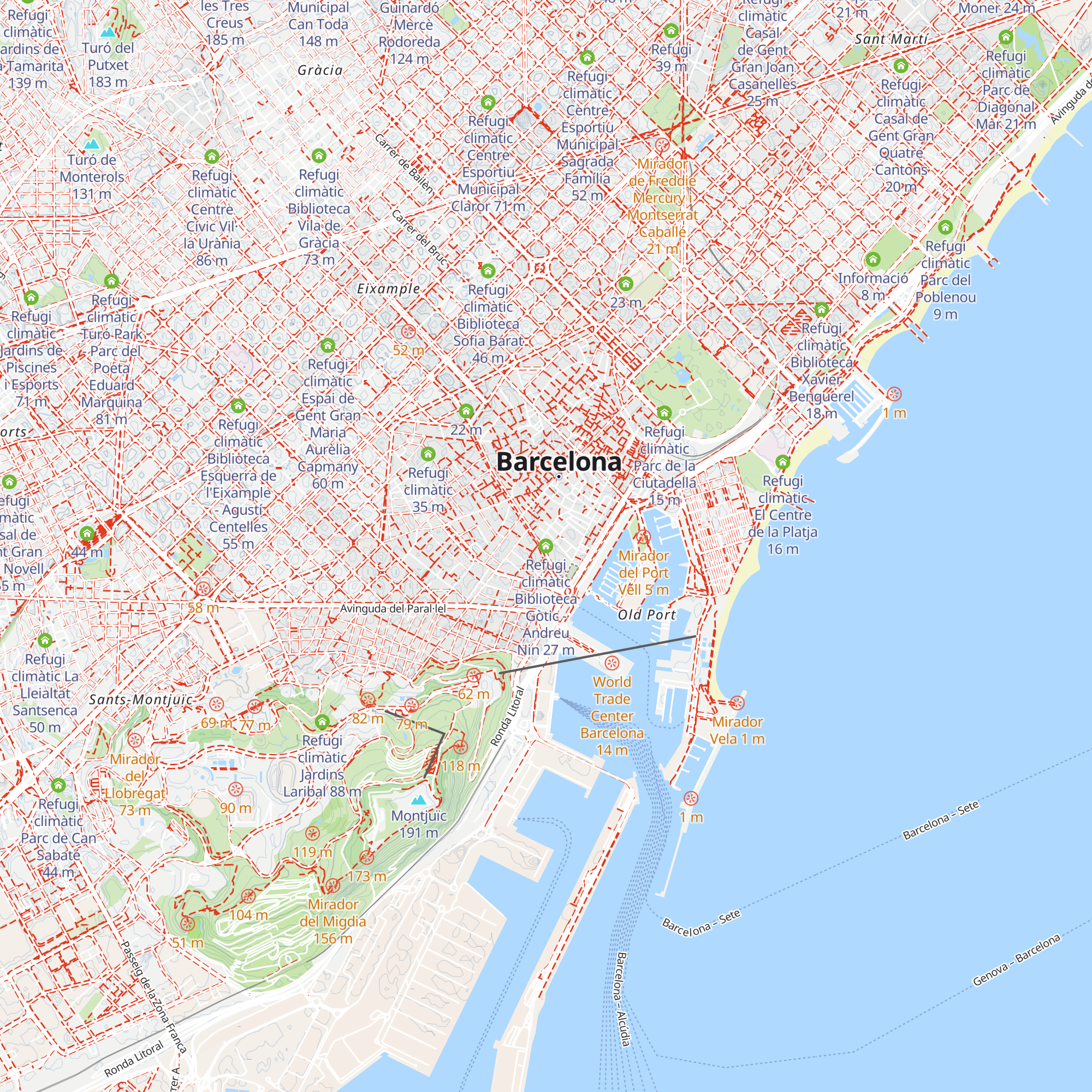 Refugi climàtic Biblioteca Gòtic - Andreu Nin map