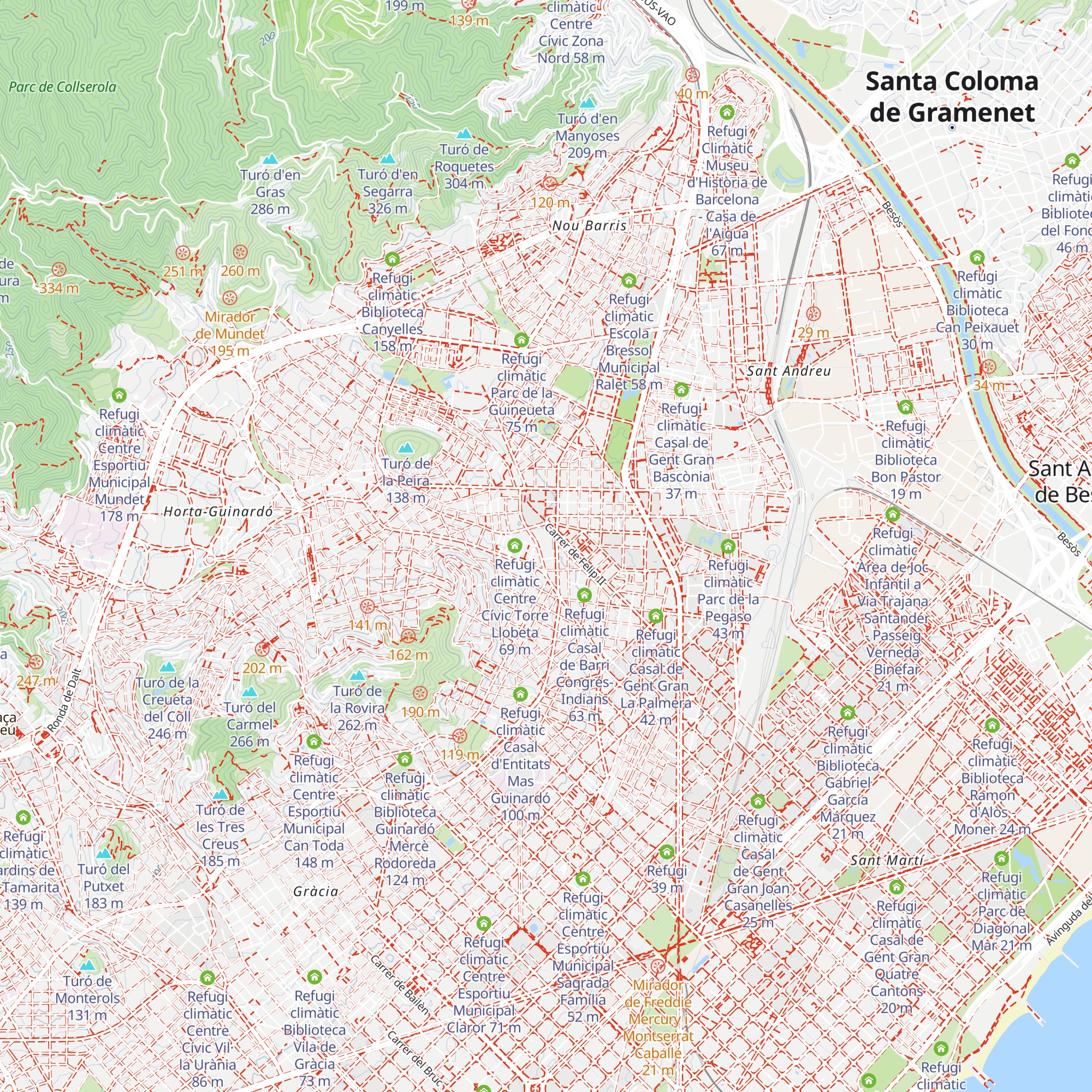 Refugi climàtic Biblioteca Vilapicina i la Torre Llobeta map