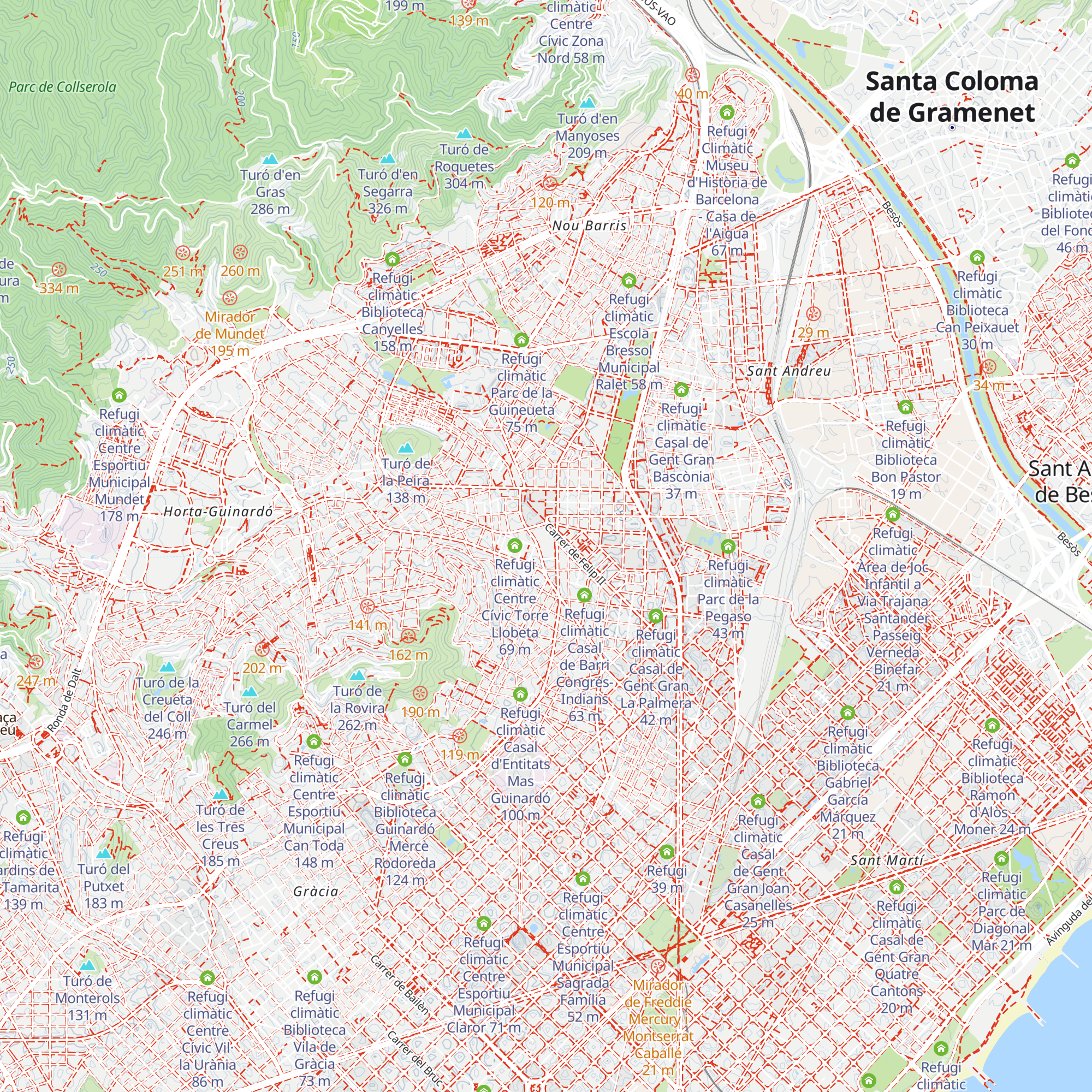 Refugi climàtic Biblioteca Vilapicina i la Torre Llobeta map