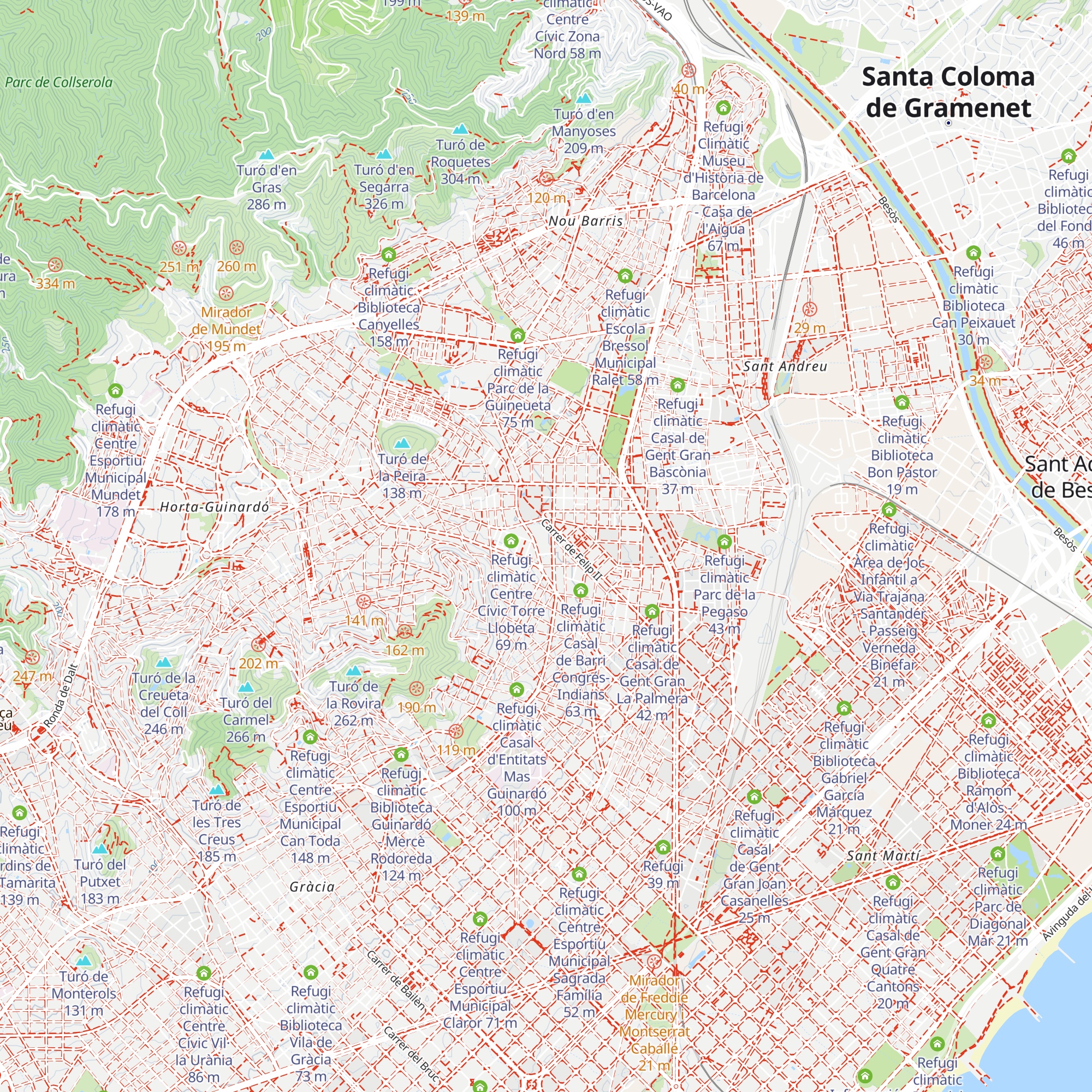 Refugi climàtic Centre Esportiu Municipal Cotxeres Borbó map