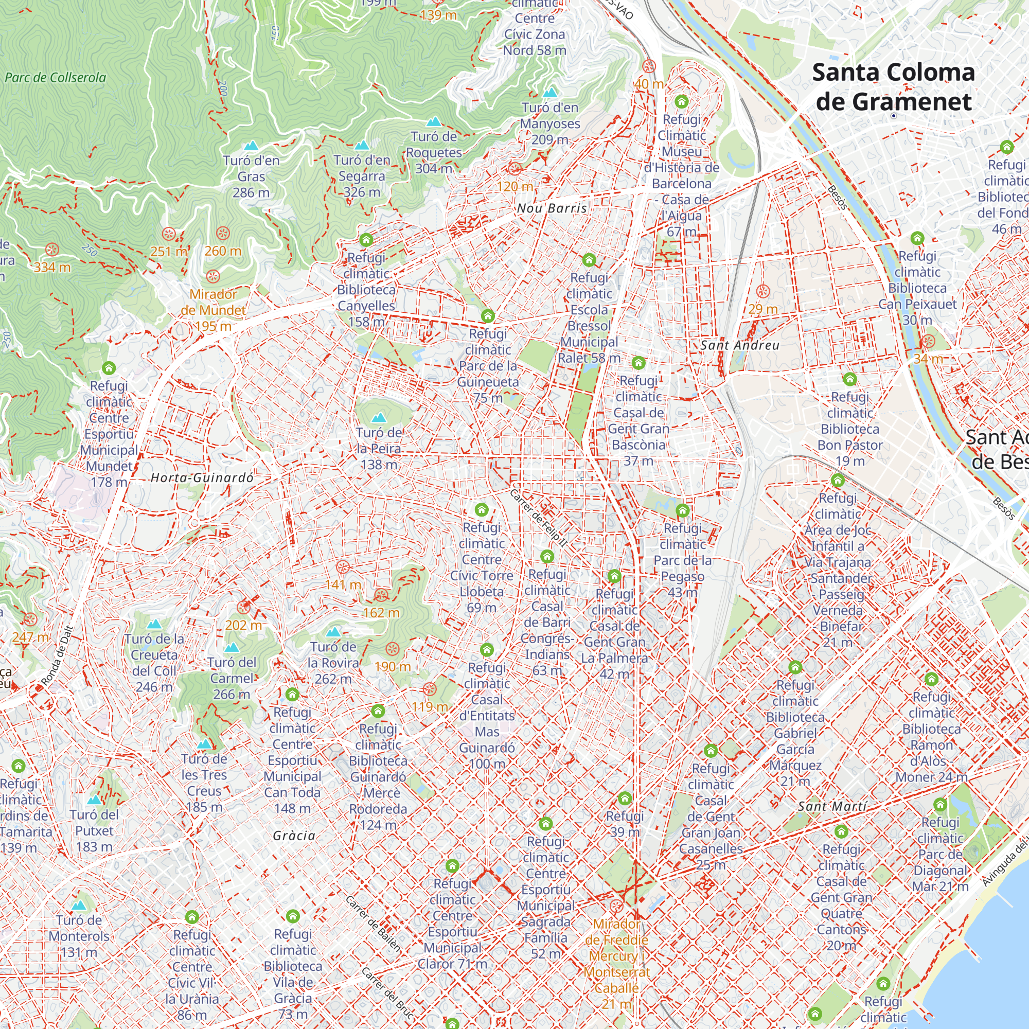 Refugi climàtic Centre Esportiu Municipal Cotxeres Borbó map