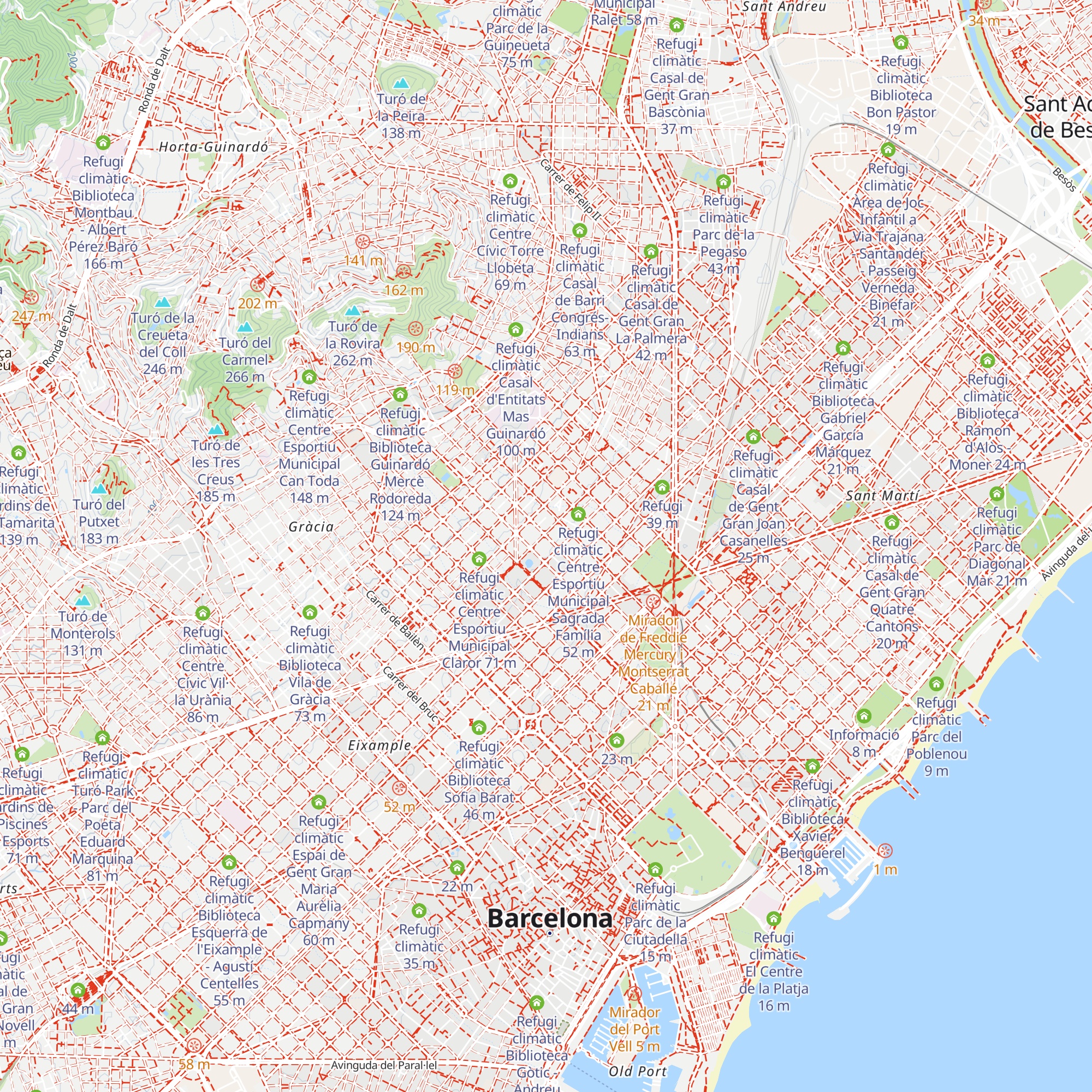 Refugi climàtic Biblioteca Sagrada Família - Josep M. Ainaud de Lasarte map