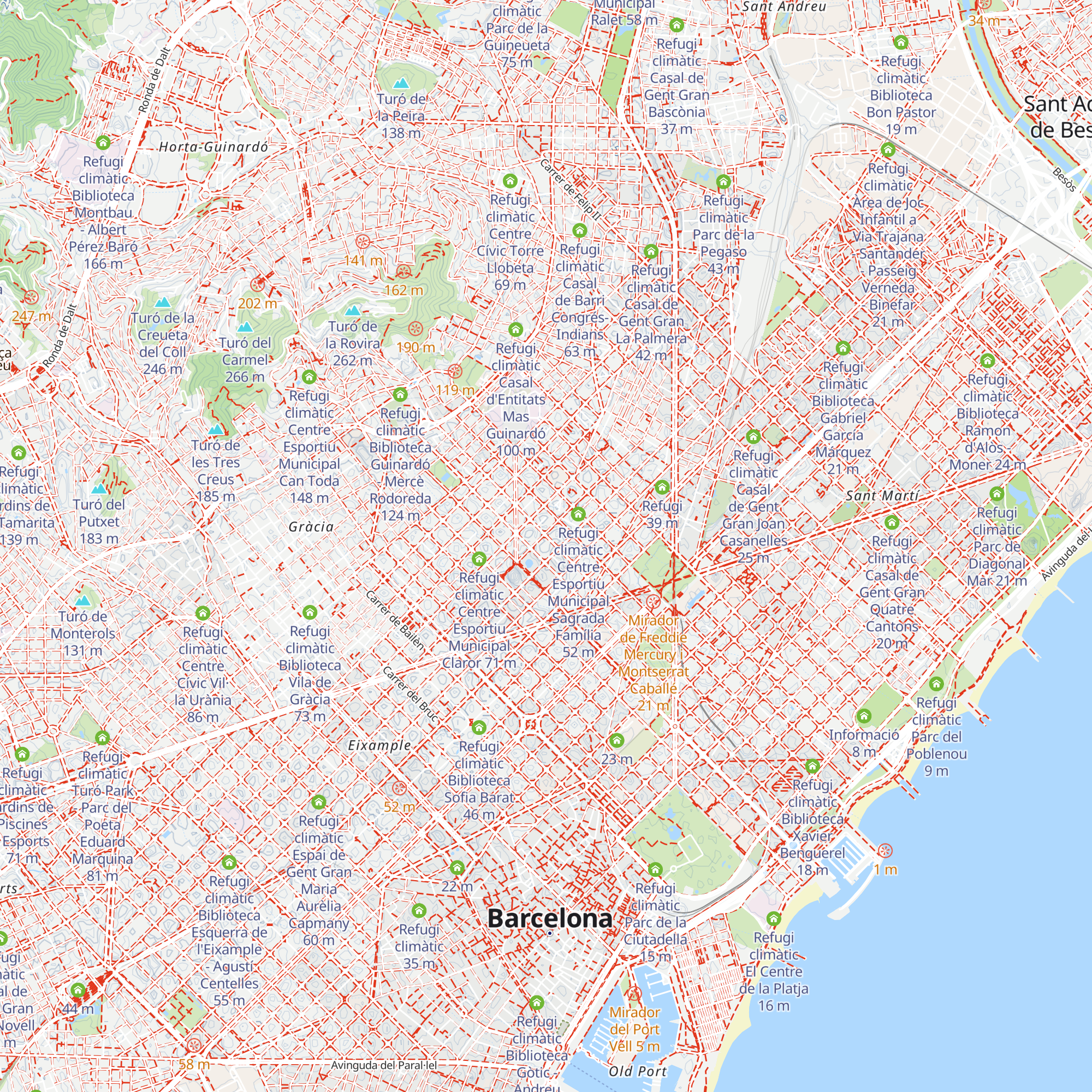 Refugi climàtic Biblioteca Sagrada Família - Josep M. Ainaud de Lasarte map