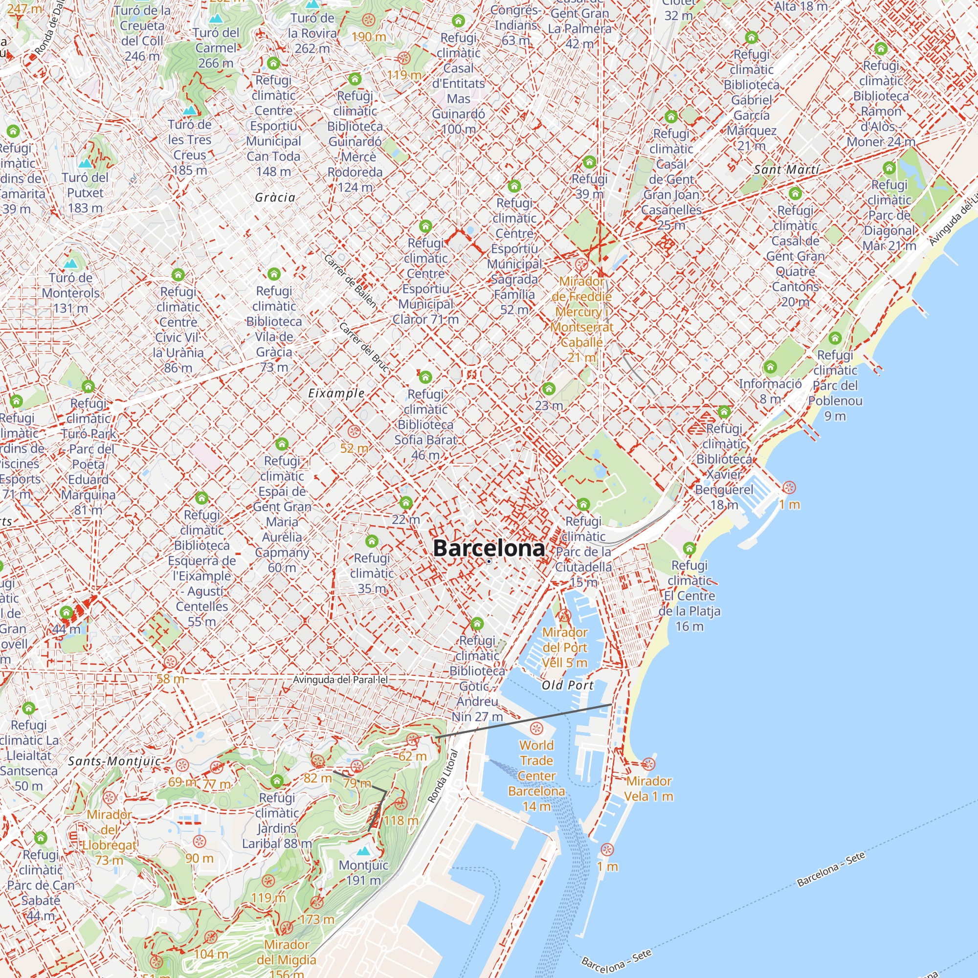 Refugi climàtic Escola Cervantes map