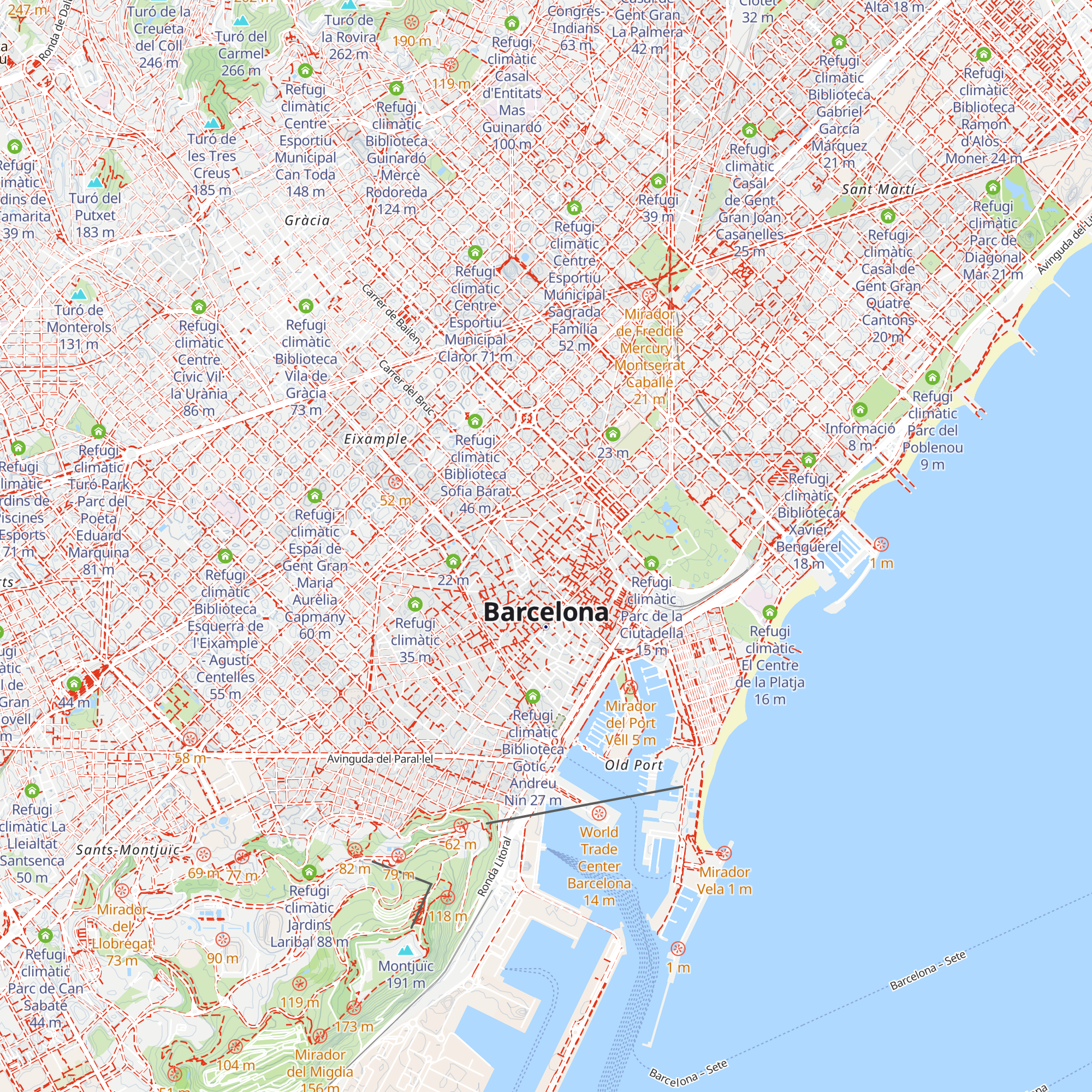 Refugi climàtic Escola Cervantes map