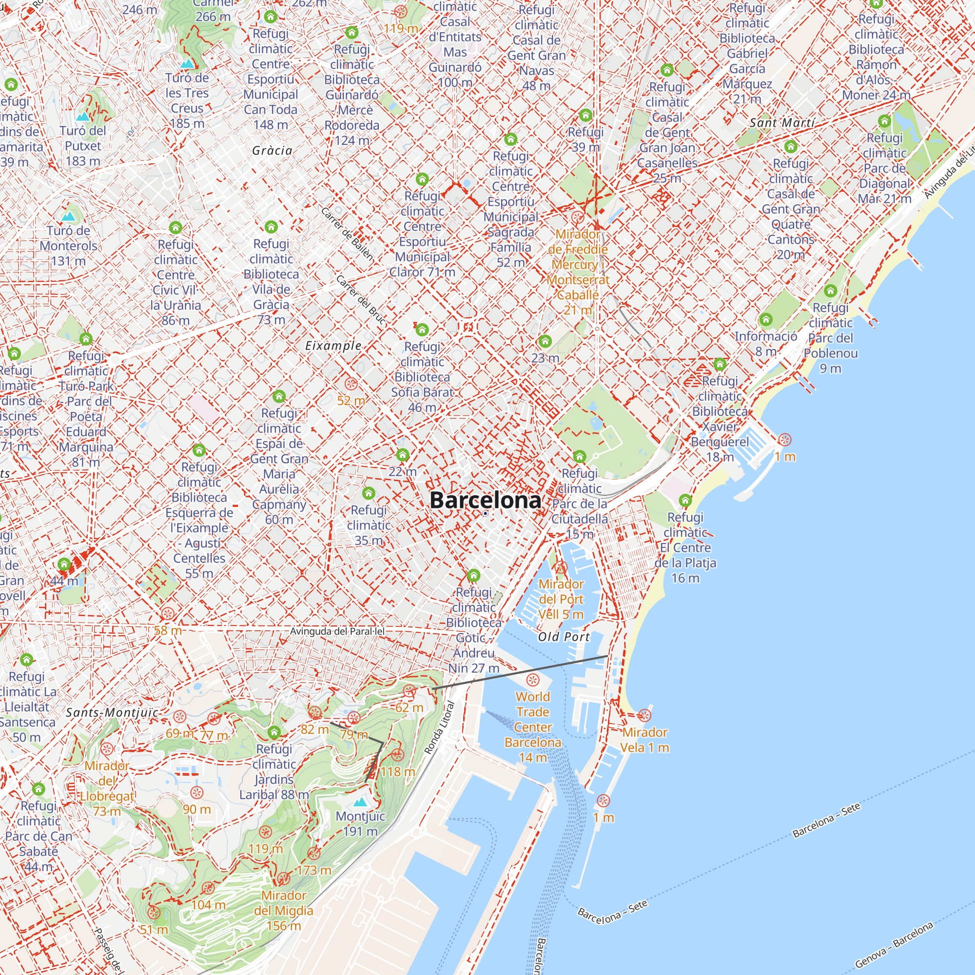 Refugi climàtic Saló del Tinell map