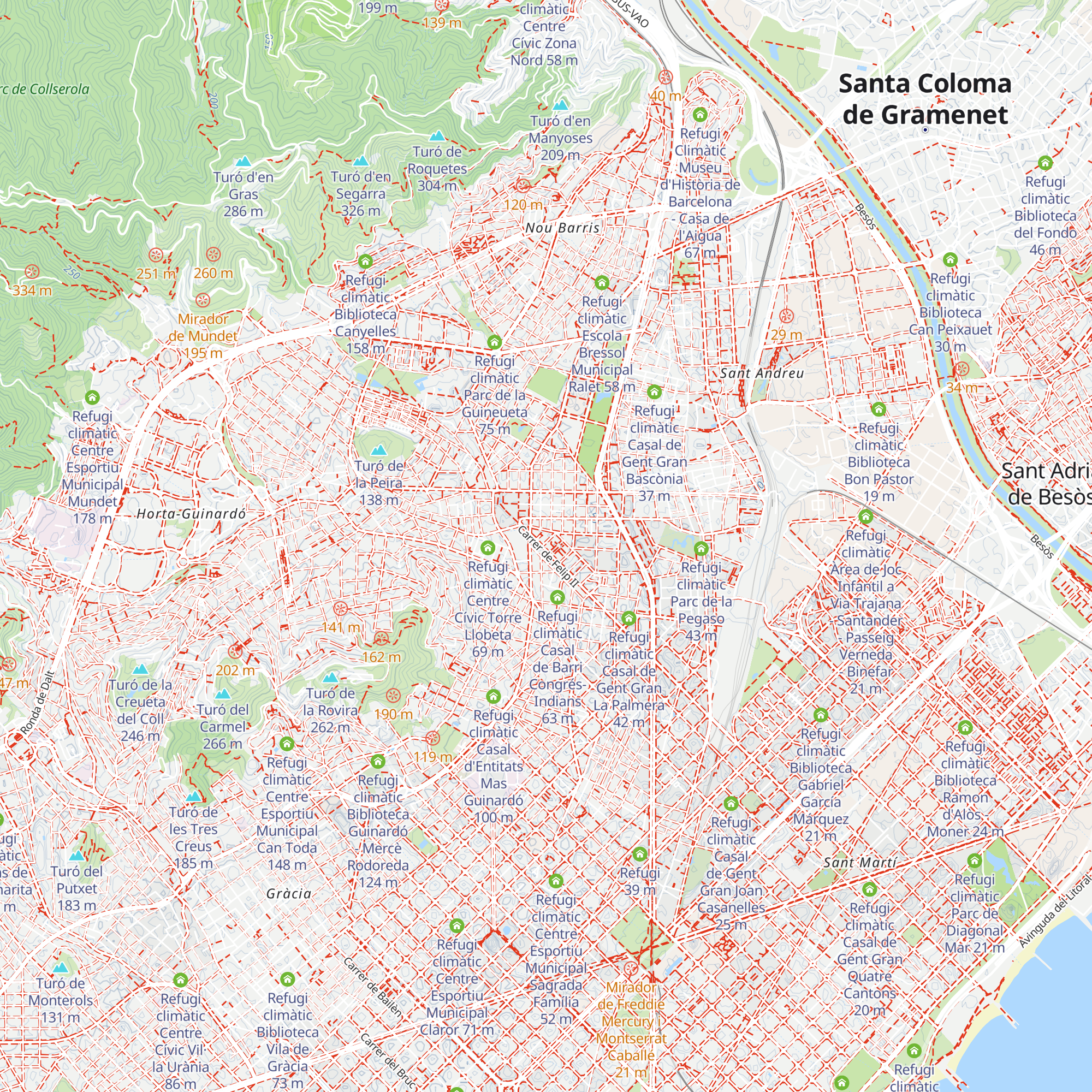 Refugi climàtic Jardins de Massana map