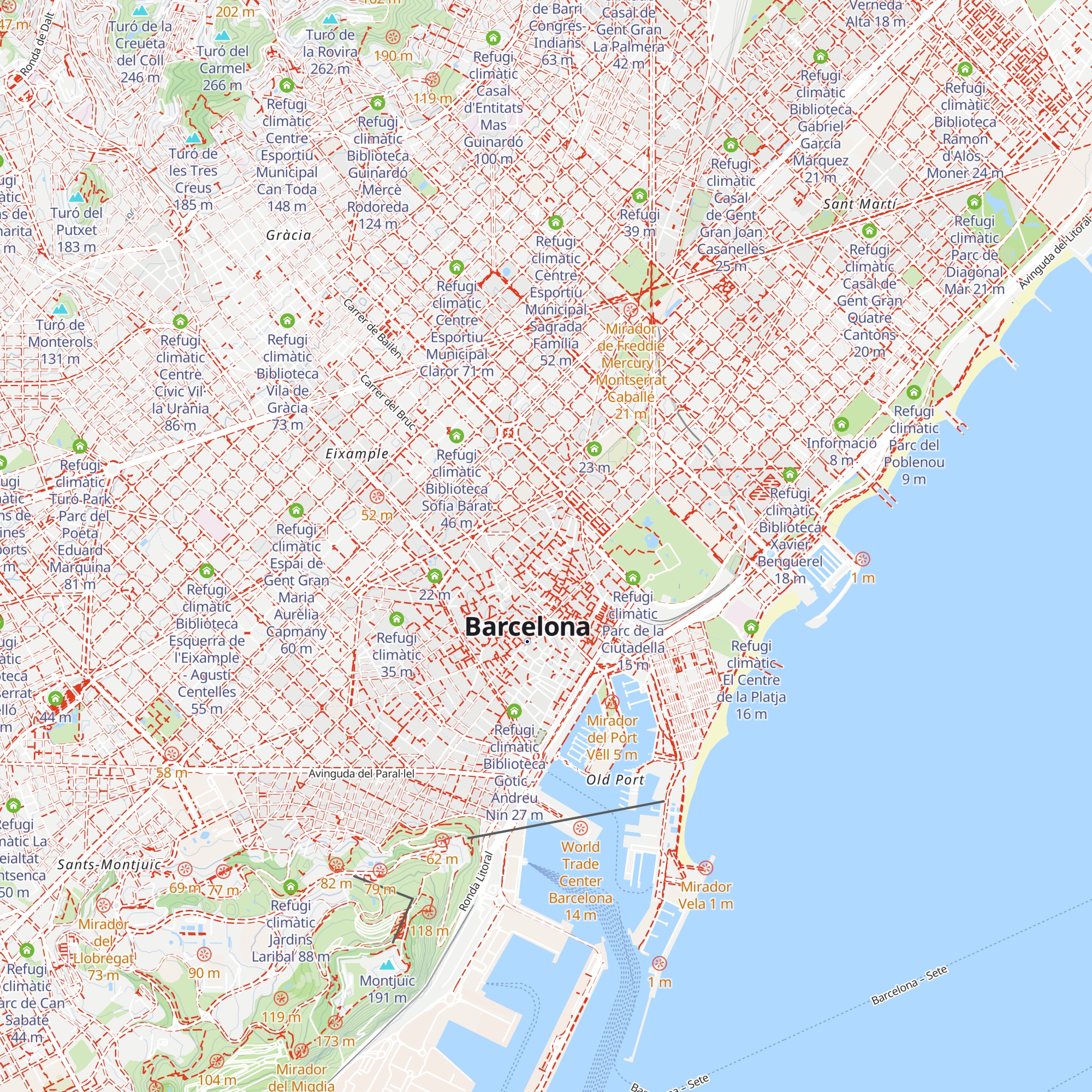 Refugi climàtic Espai Jove Palau Alòs map