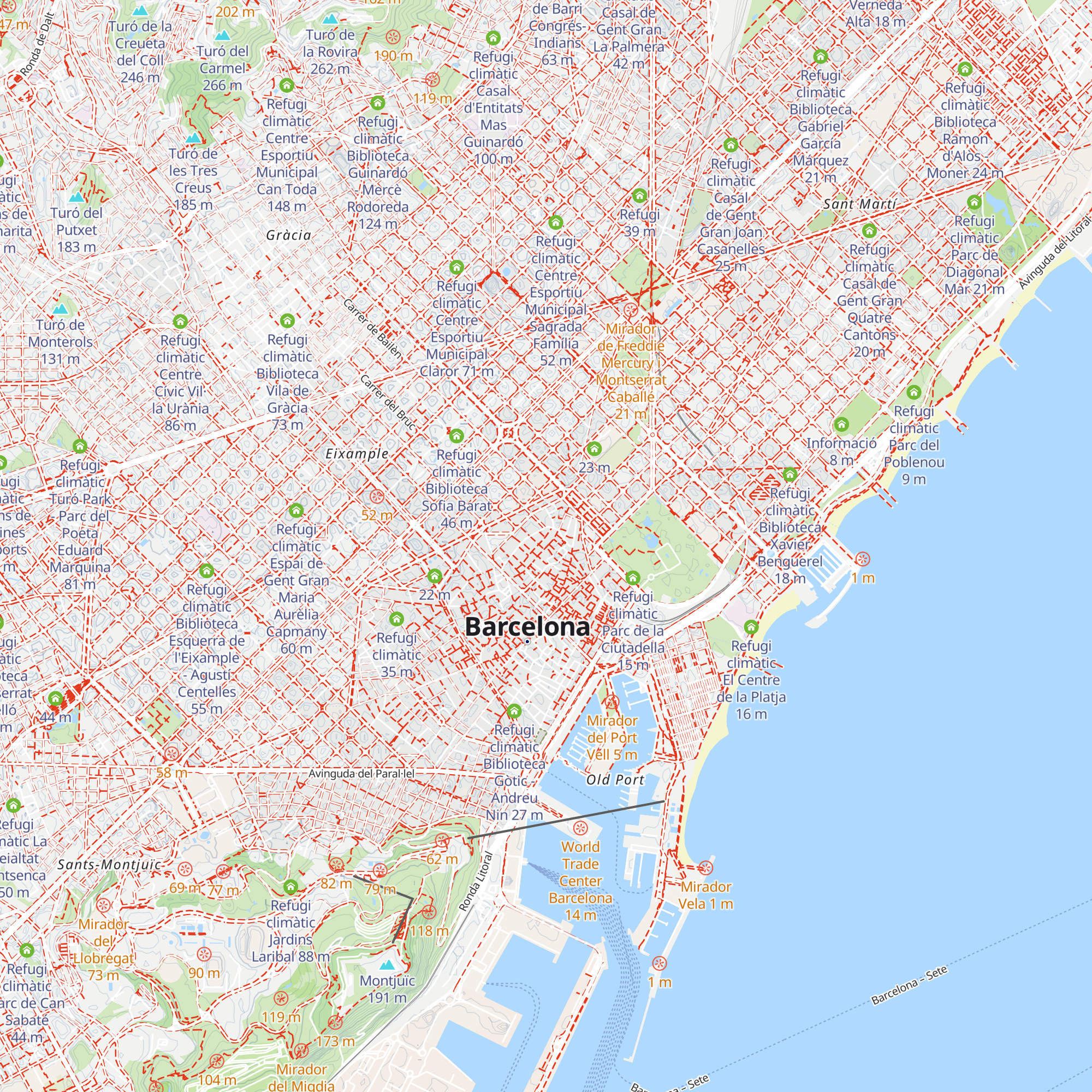 Refugi climàtic Espai Jove Palau Alòs map