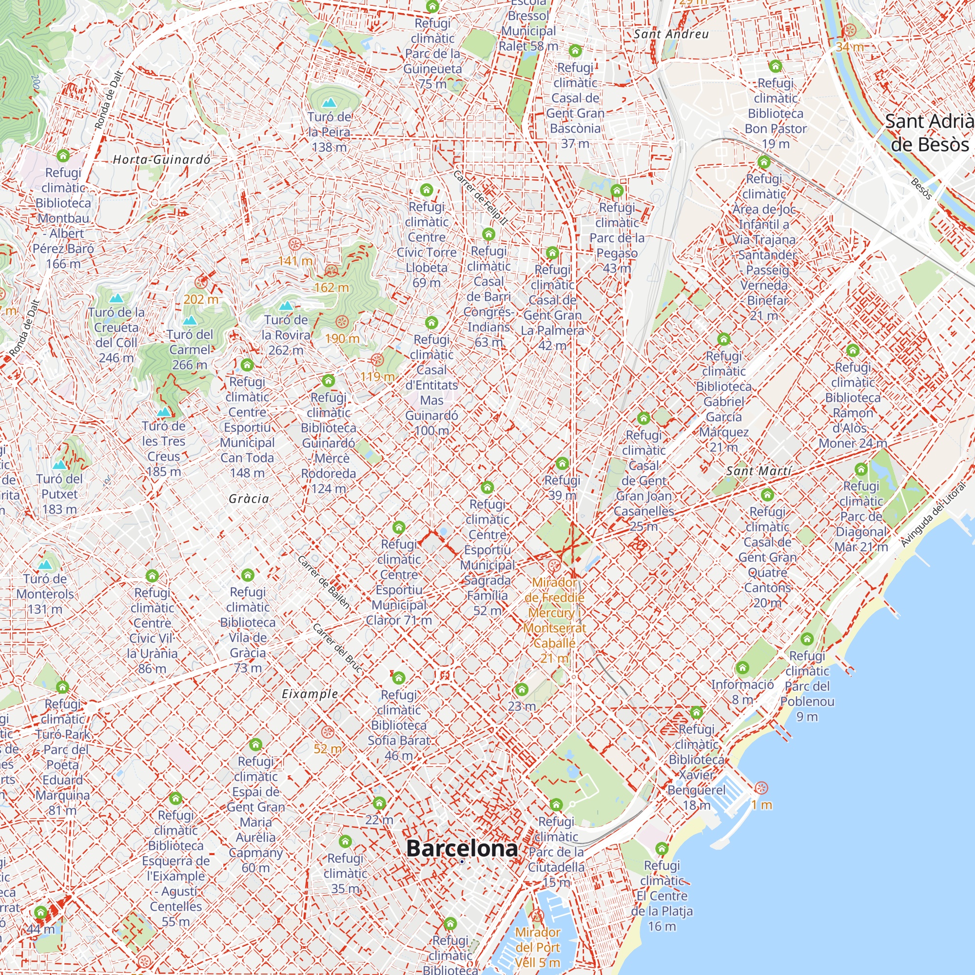 Refugi climàtic Centre Esportiu Municipal Sagrada Família map