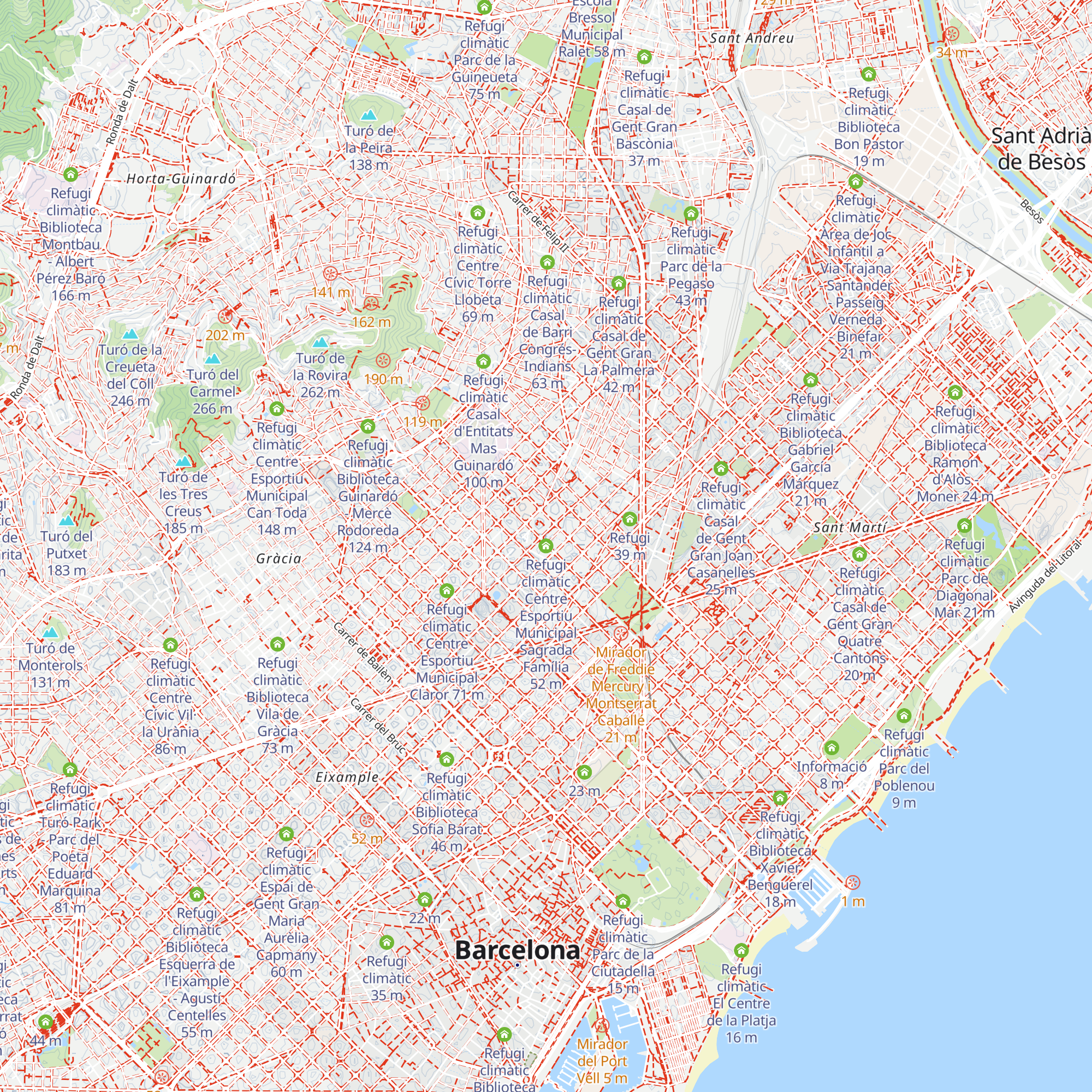 Refugi climàtic Centre Esportiu Municipal Sagrada Família map
