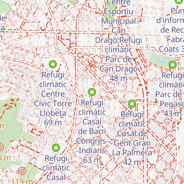 Map of Refugi climàtic Casal de Barri Congrés-Indians