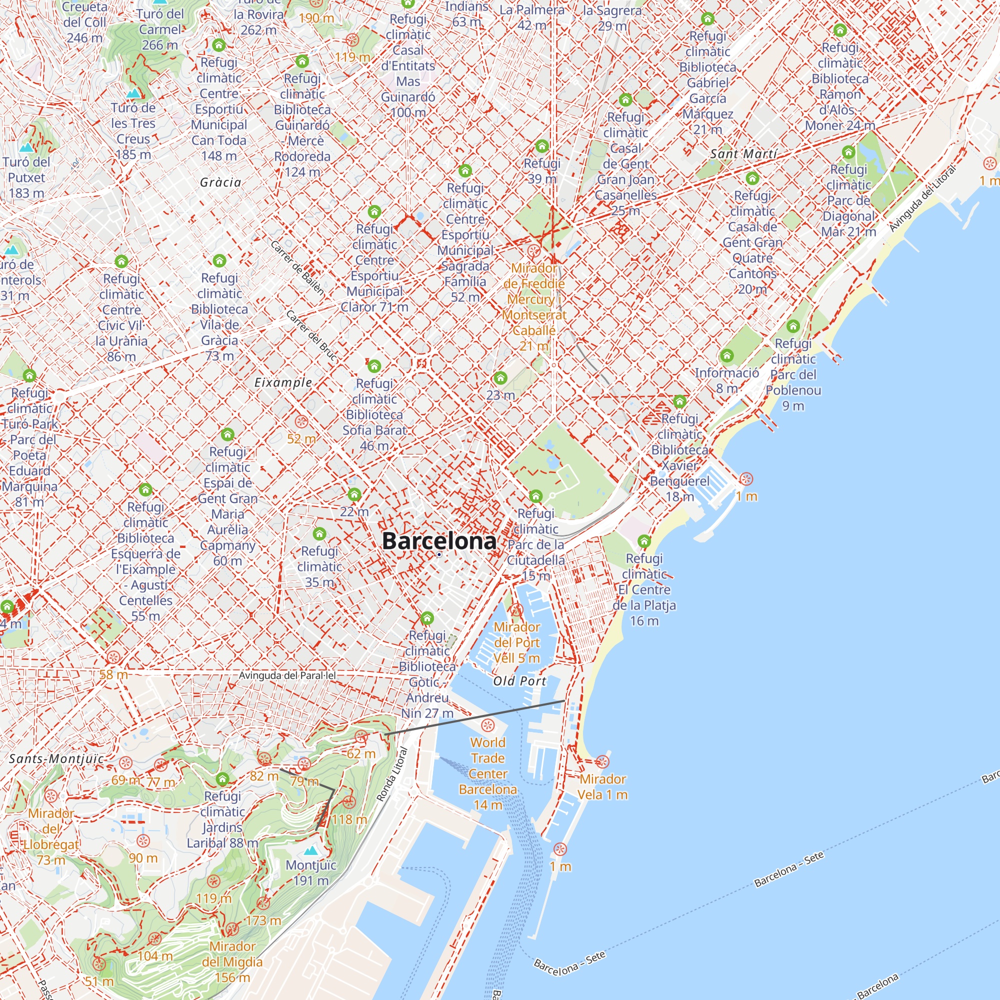 Refugi climàtic Casal de Gent Gran Comerç map