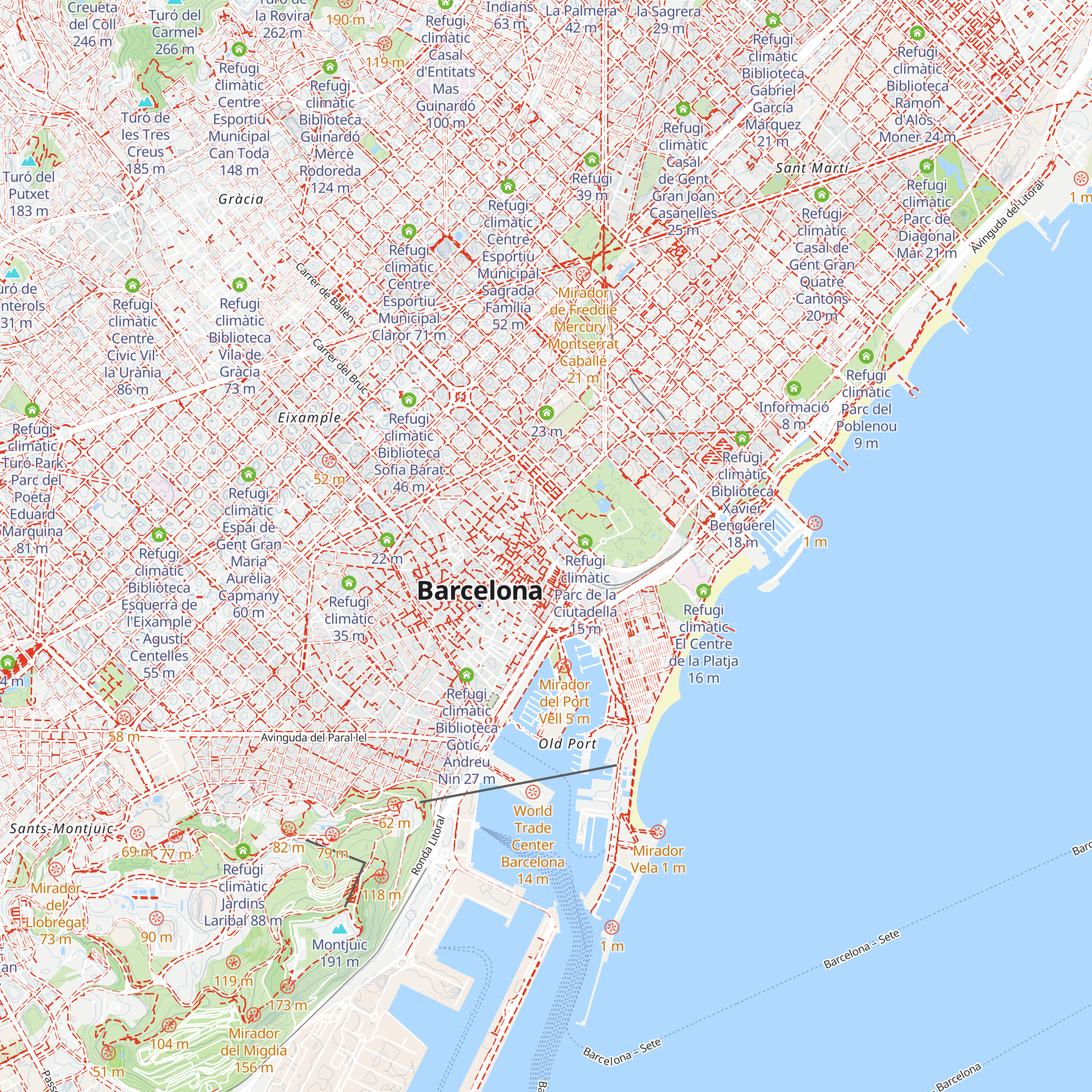 Refugi climàtic Casal de Gent Gran Comerç map