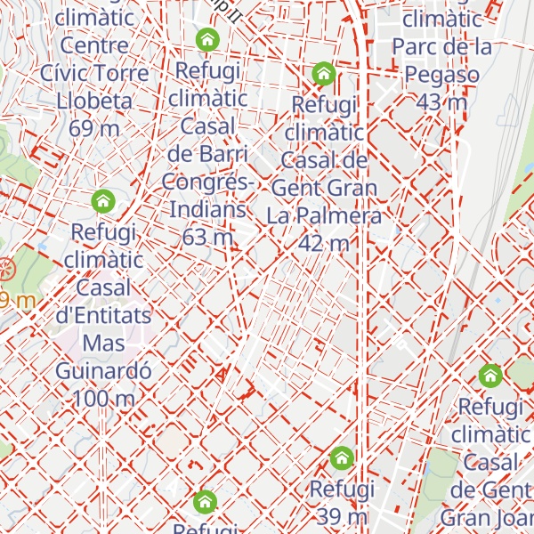 Map of Refugi climàtic Biblioteca Camp de l'Arpa - Caterina Albert