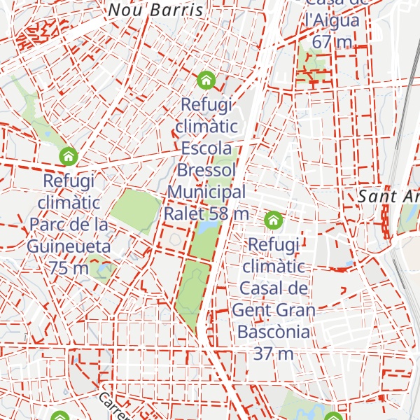Map of Refugi climàtic Centre Esportiu Municipal Can Dragó;Refugi climàtic Parc de Can Dragó
