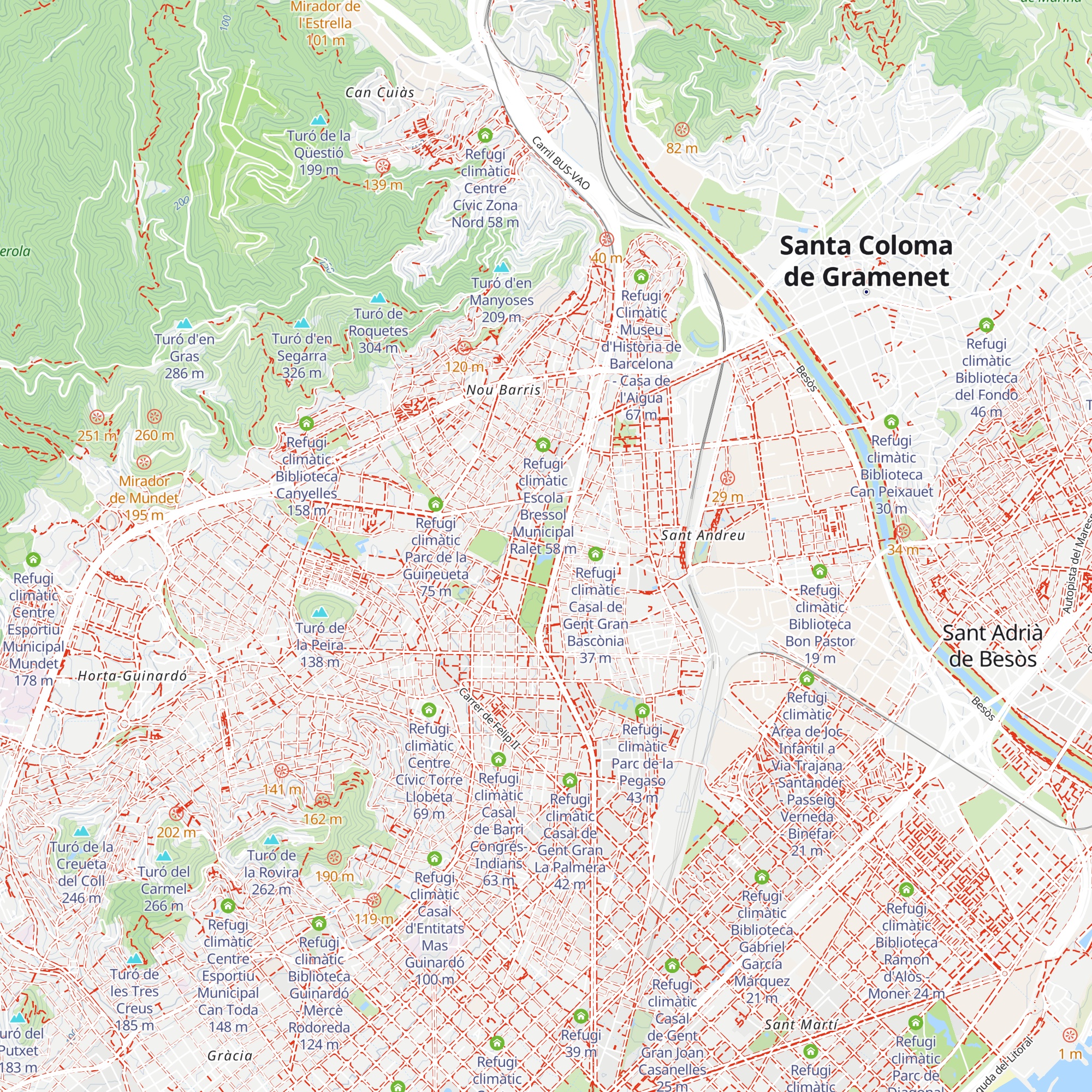 Refugi climàtic Centre Esportiu Municipal Can Dragó;Refugi climàtic Parc de Can Dragó map
