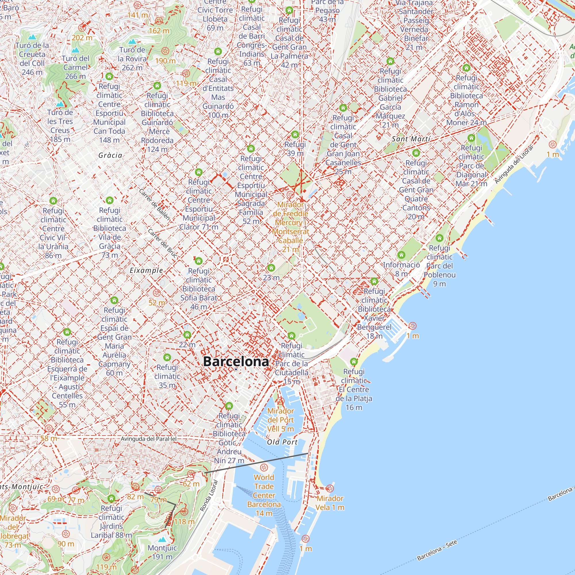 Refugi climàtic Casal de Gent Gran Parc Sandaru map