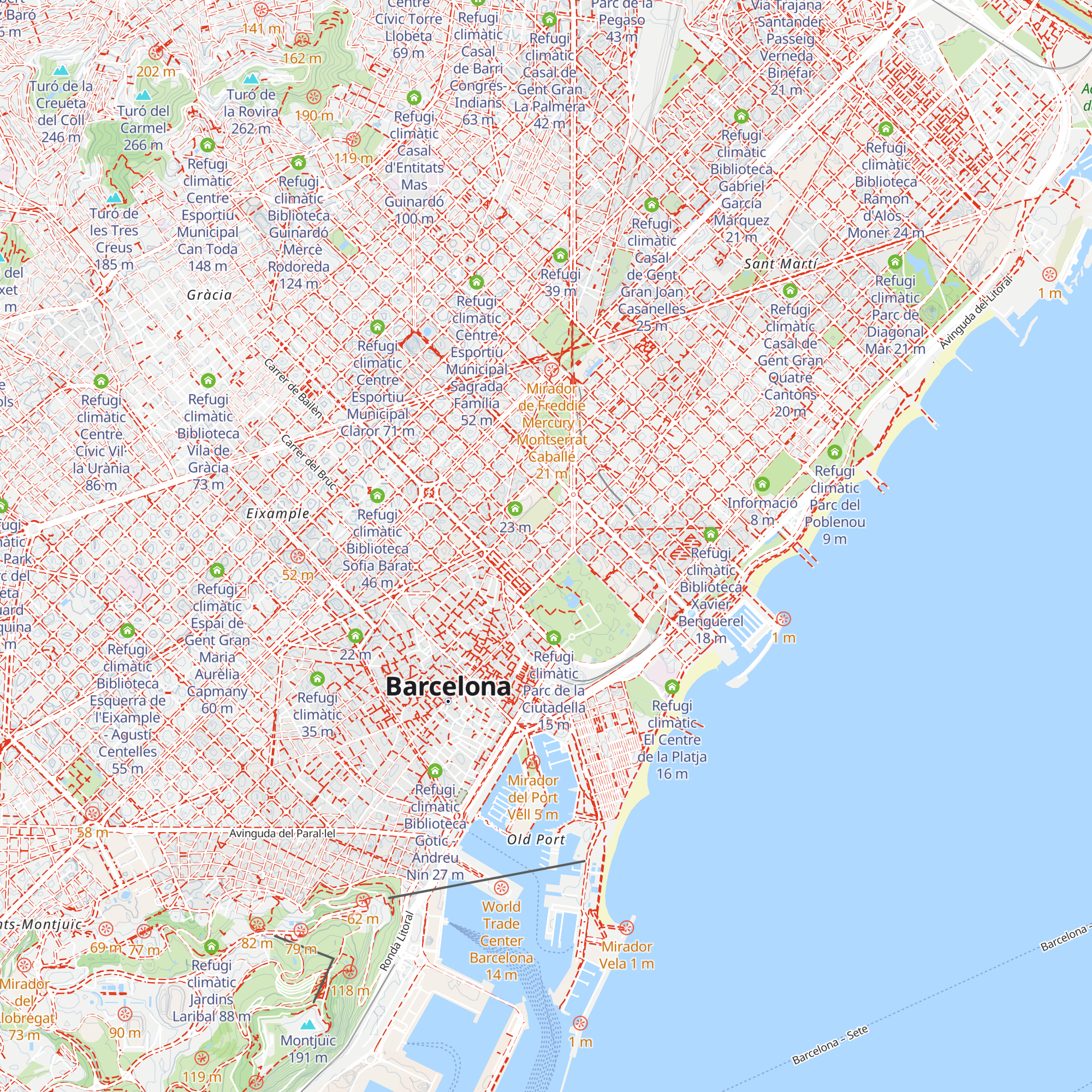Refugi climàtic Casal de Gent Gran Parc Sandaru map