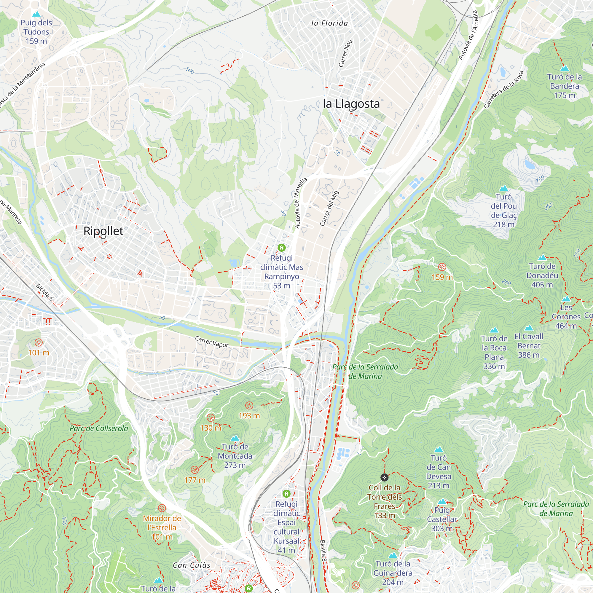Refugi climàtic Biblioteca Elisenda de Montcada map