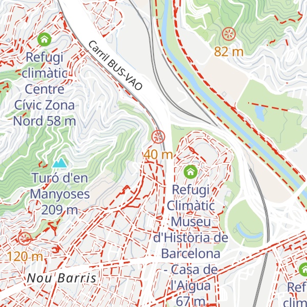 Map of Refugi climàtic Aula Ambiental de la Casa de l'Aigua de Trinitat Nova