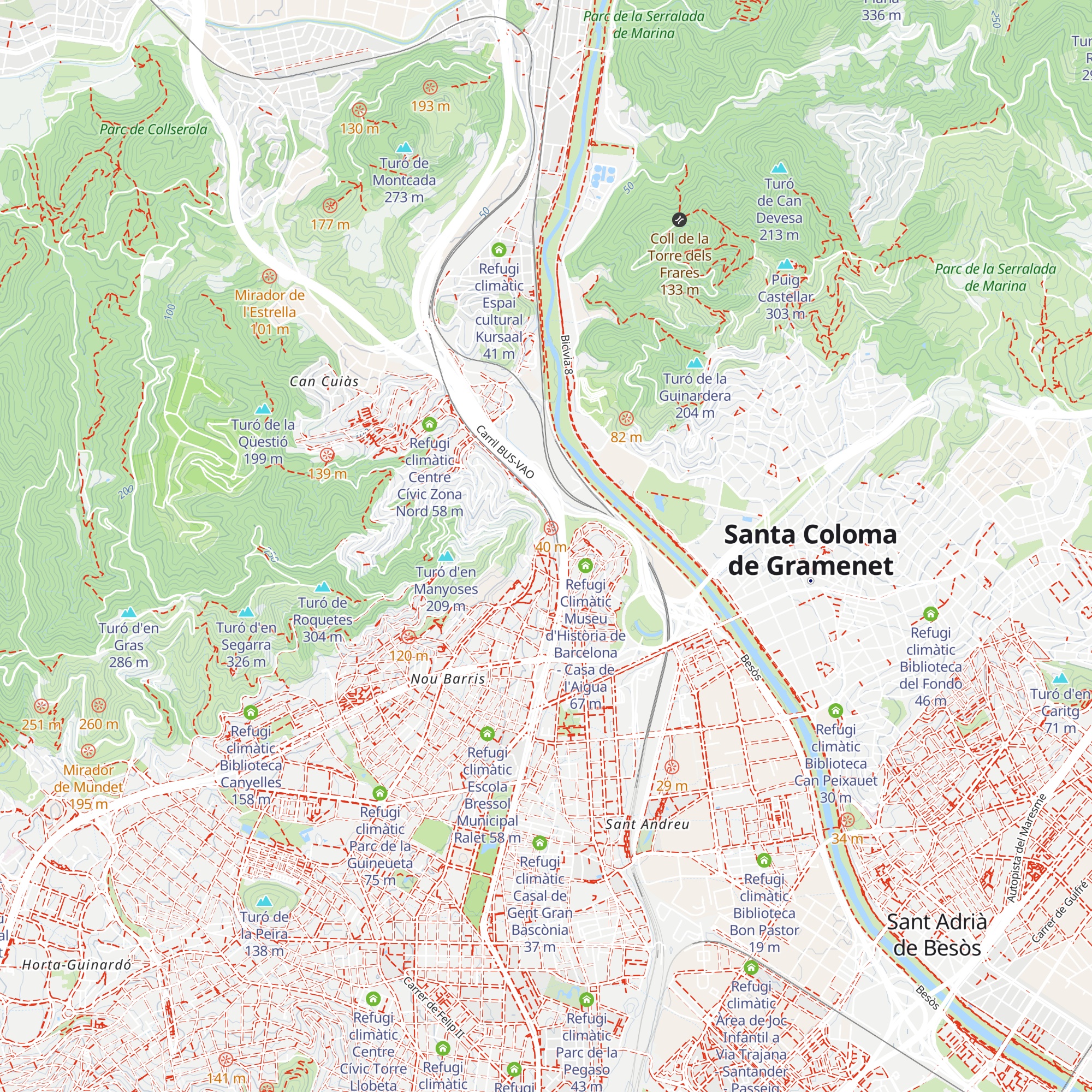 Refugi climàtic Aula Ambiental de la Casa de l'Aigua de Trinitat Nova map
