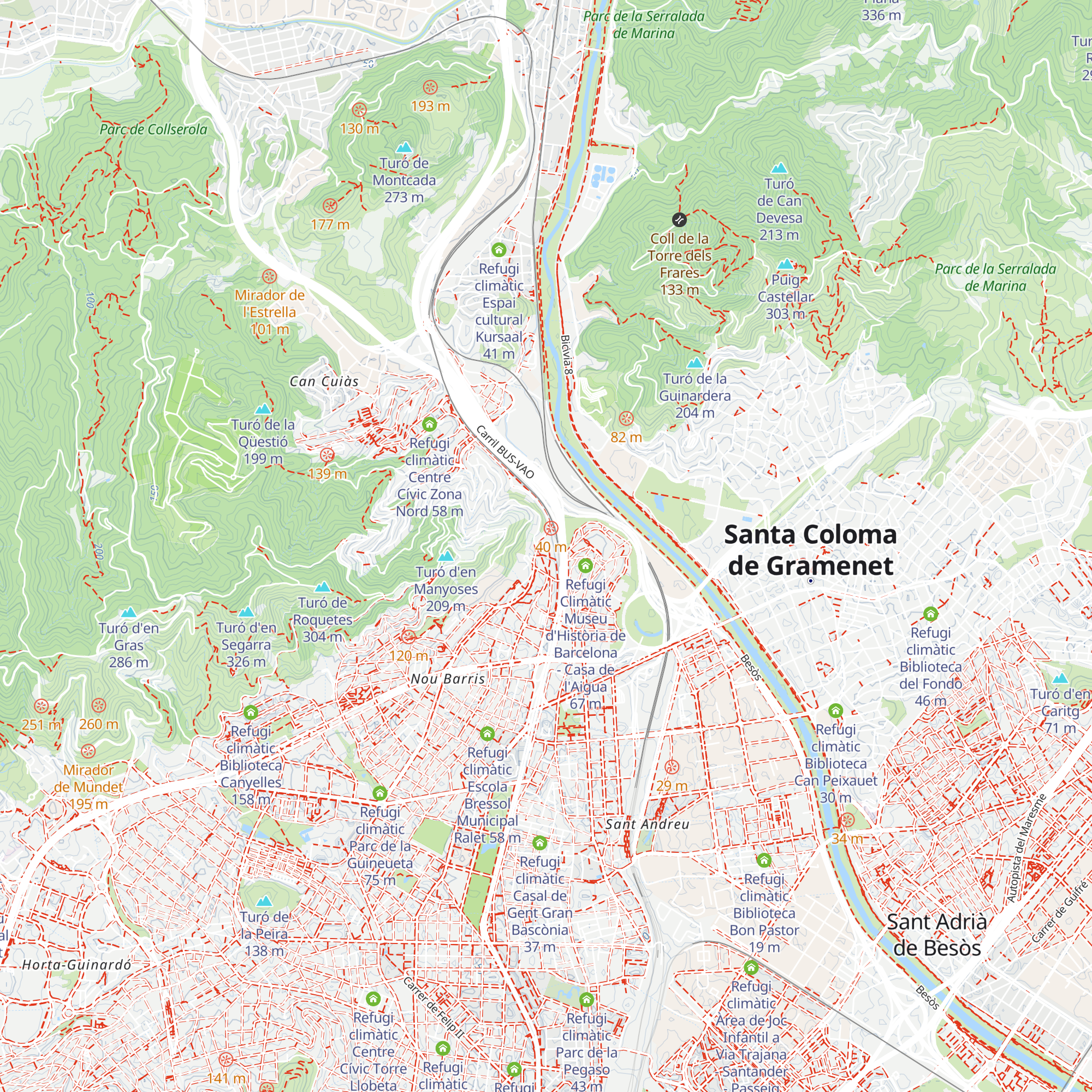 Refugi climàtic Aula Ambiental de la Casa de l'Aigua de Trinitat Nova map