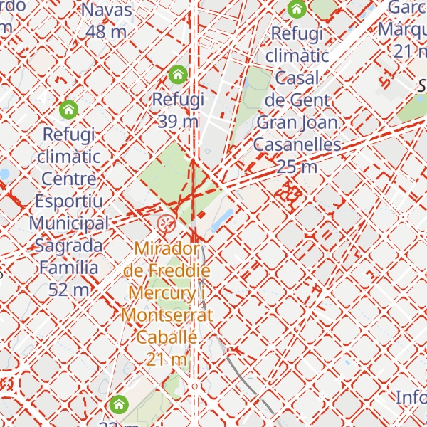Map of Refugi climàtic Museu del Disseny de Barcelona;Refugi climàtic Biblioteca El Clot - Josep Benet