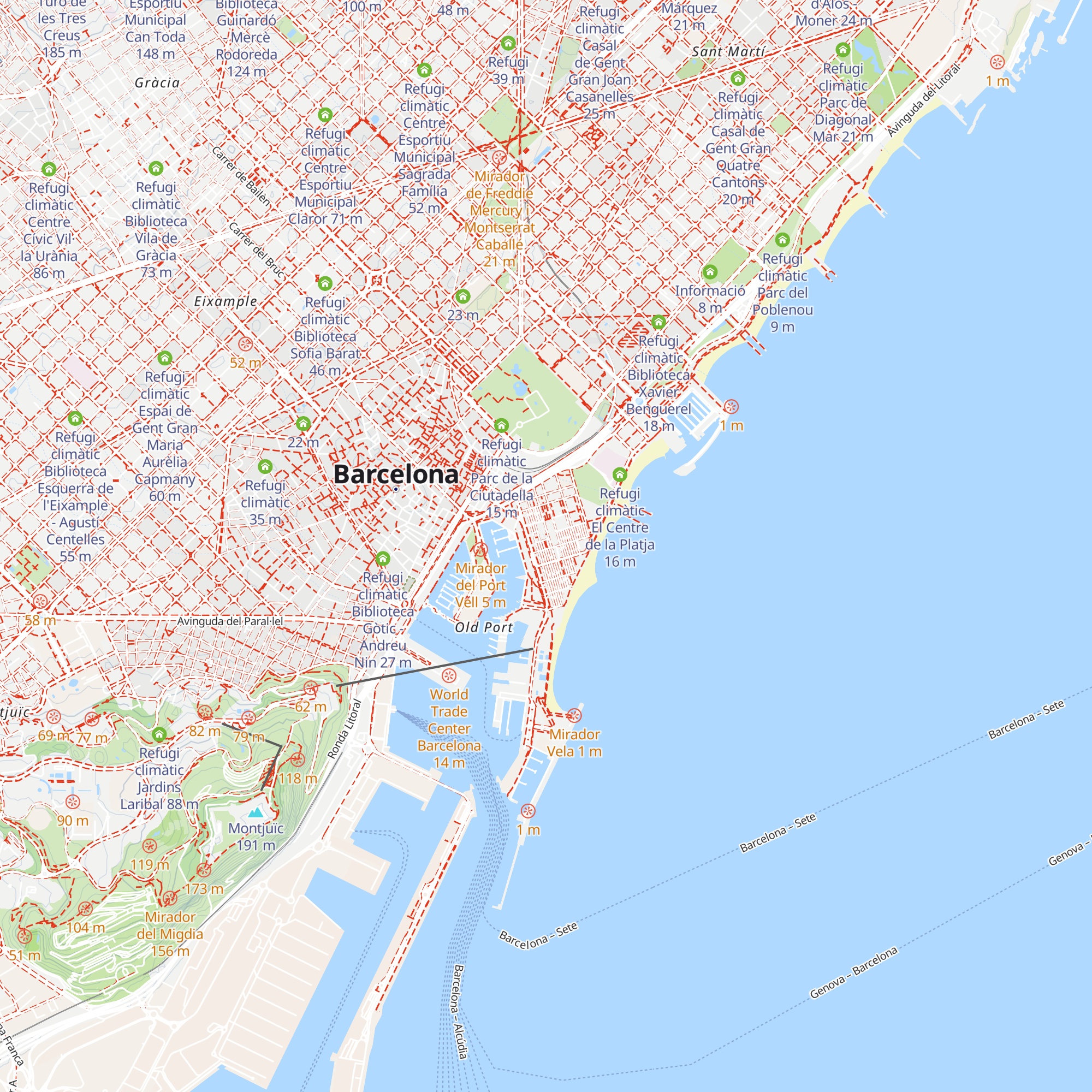 Refugi climàtic Biblioteca Barceloneta - La Fraternitat map