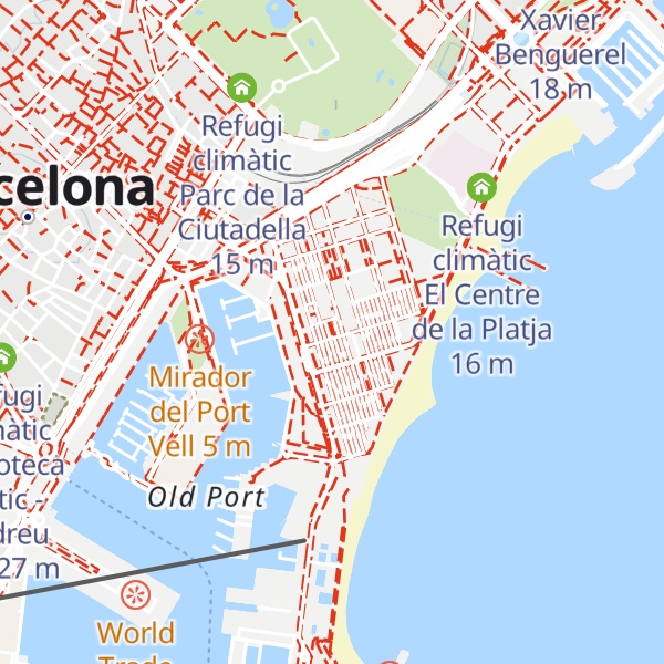 Map of Refugi climàtic Biblioteca Barceloneta - La Fraternitat