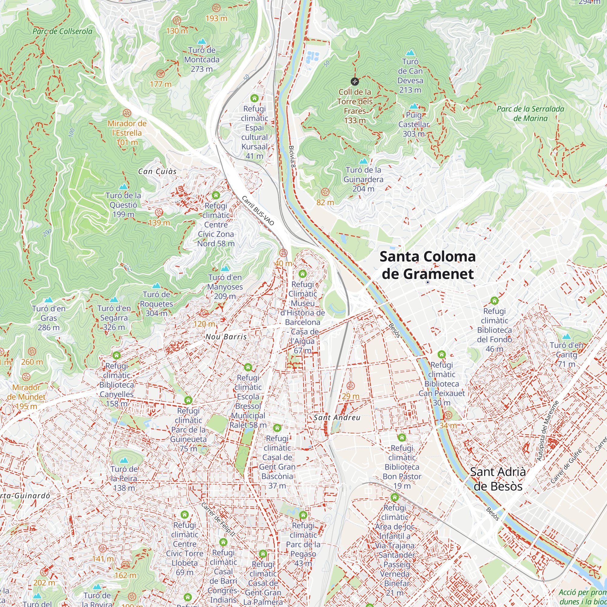 Refugi climàtic Biblioteca Trinitat Vella - J. Barbero map