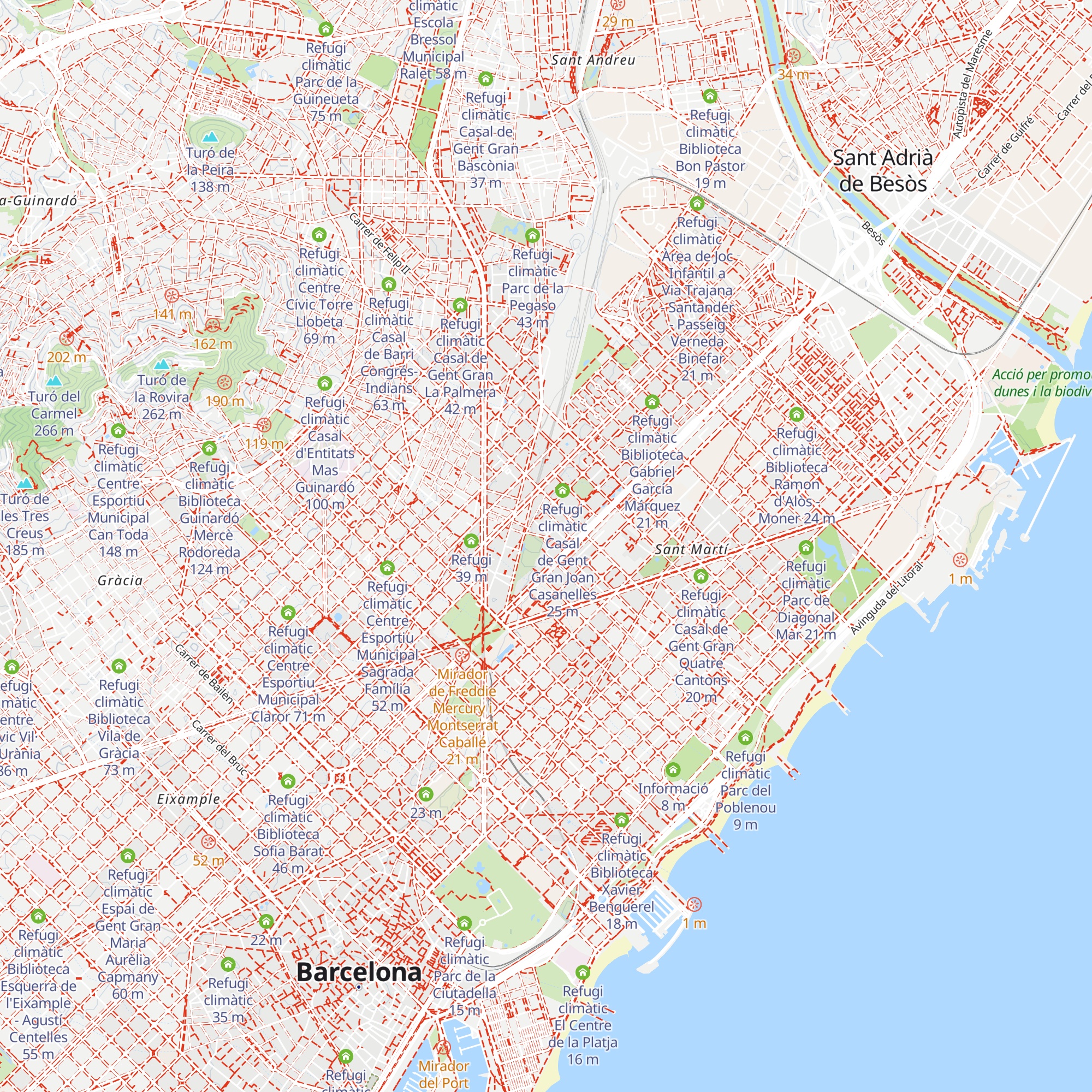 Refugi climàtic Casal de Gent Gran Parc del Clot map