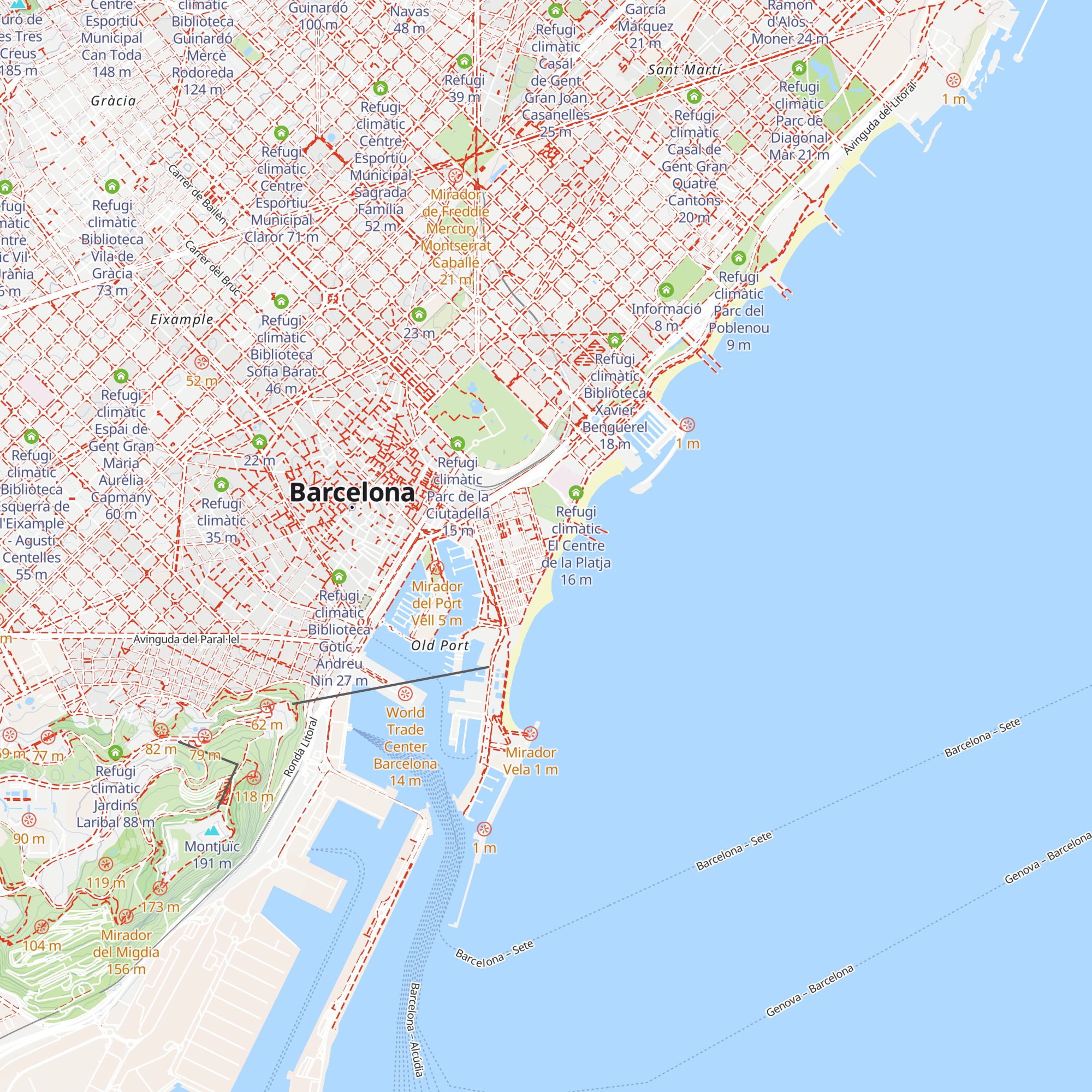 Refugi climàtic Centre Cívic Barceloneta map