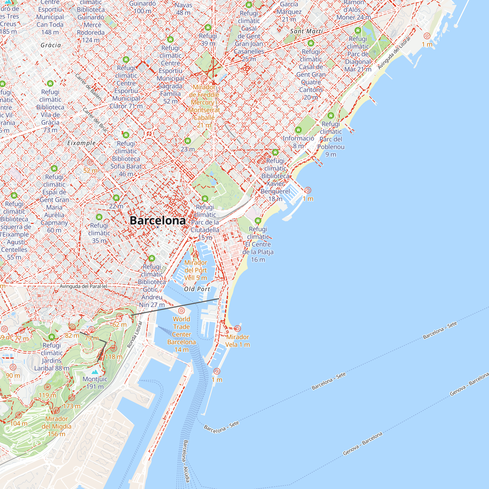 Refugi climàtic Centre Cívic Barceloneta map